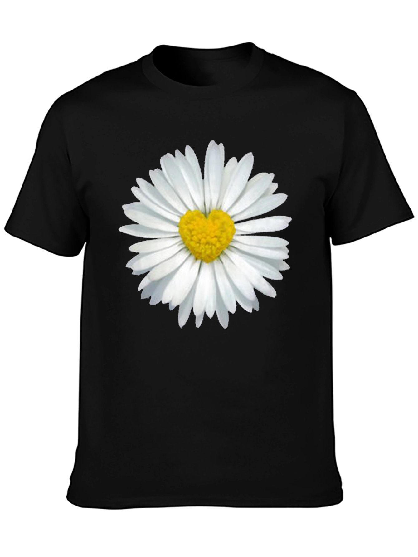 Daisy Heart T-Shirt - Black Casual Tee