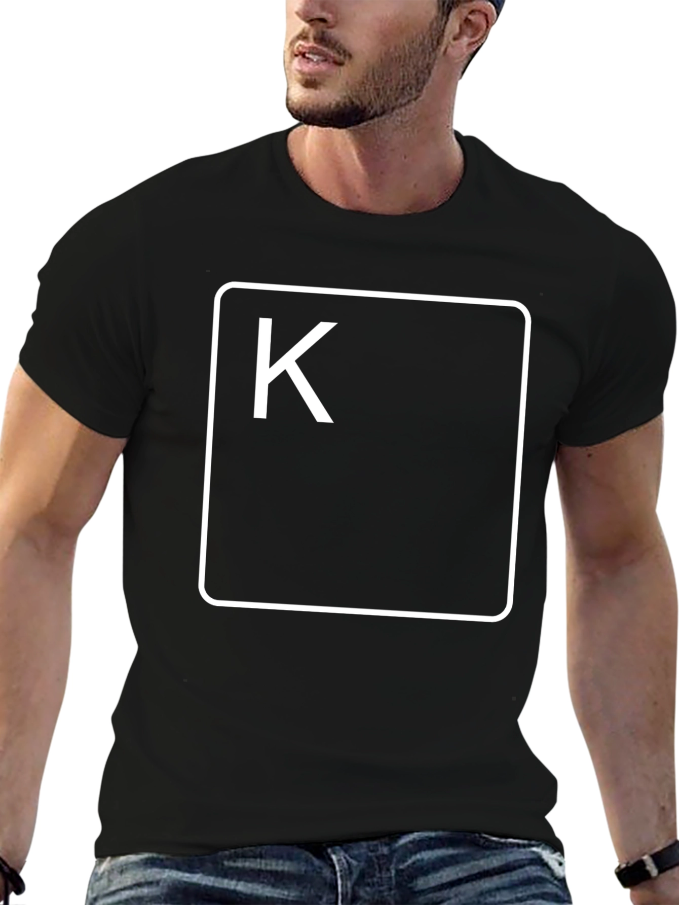 Letter K Graphic Tee - Black Unisex T-Shirt