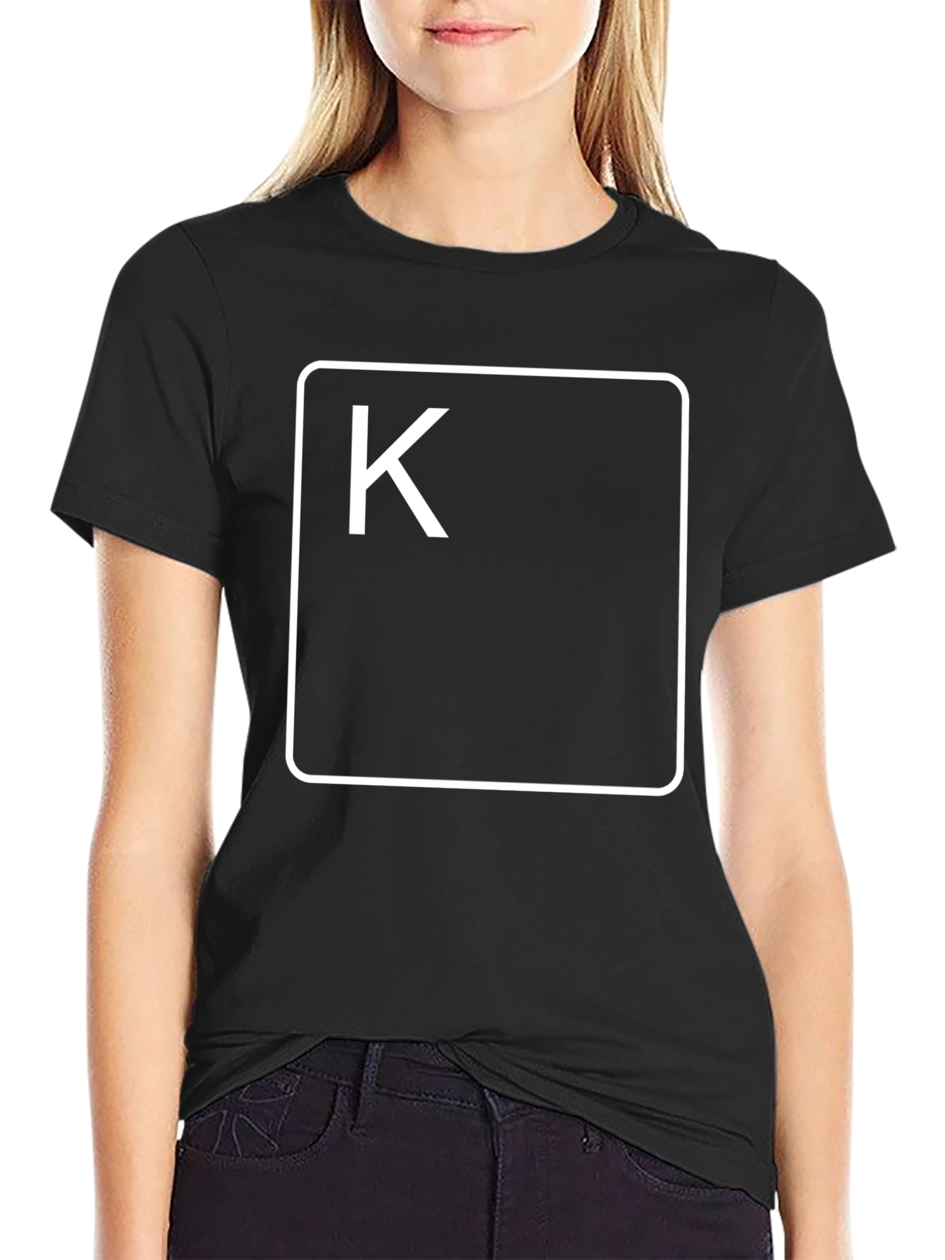 Letter K Graphic Tee - Black Unisex T-Shirt