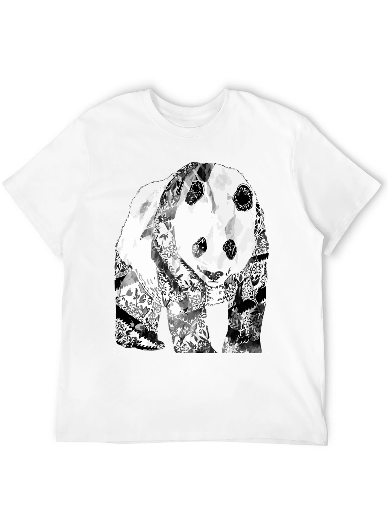 Floral Panda Graphic T-Shirt - Black