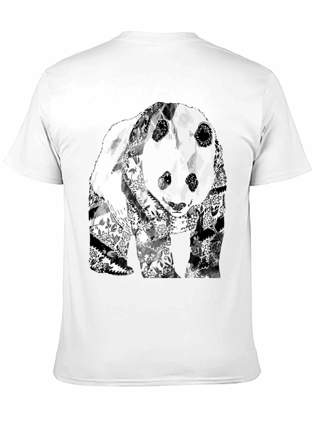 Floral Panda Graphic T-Shirt - Black