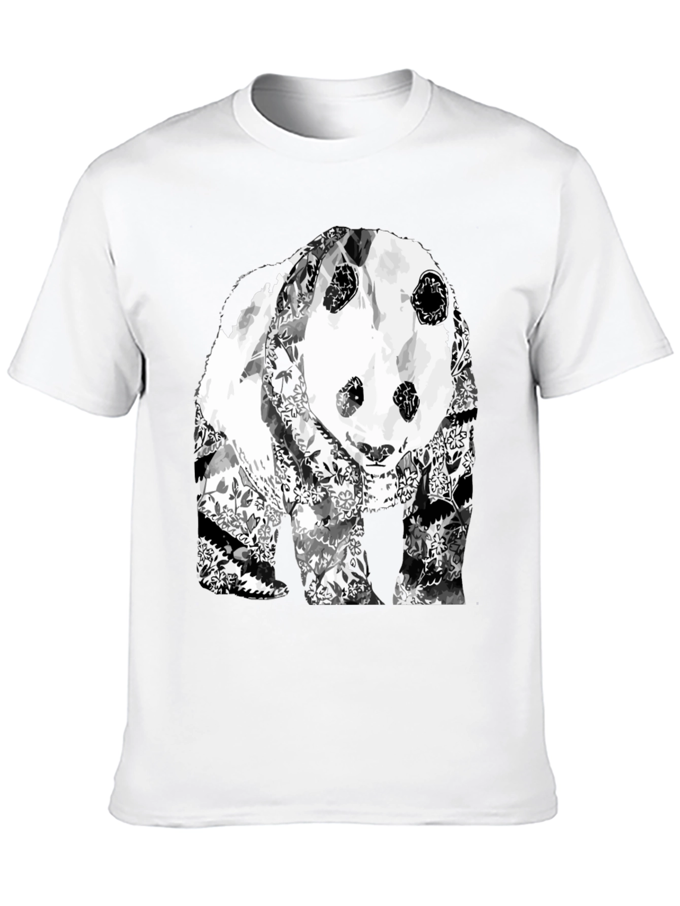 Floral Panda Graphic T-Shirt - Black