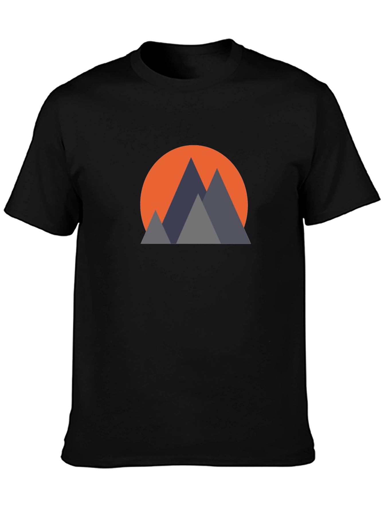 Geometric Mountain Sunset Graphic Tee - Black