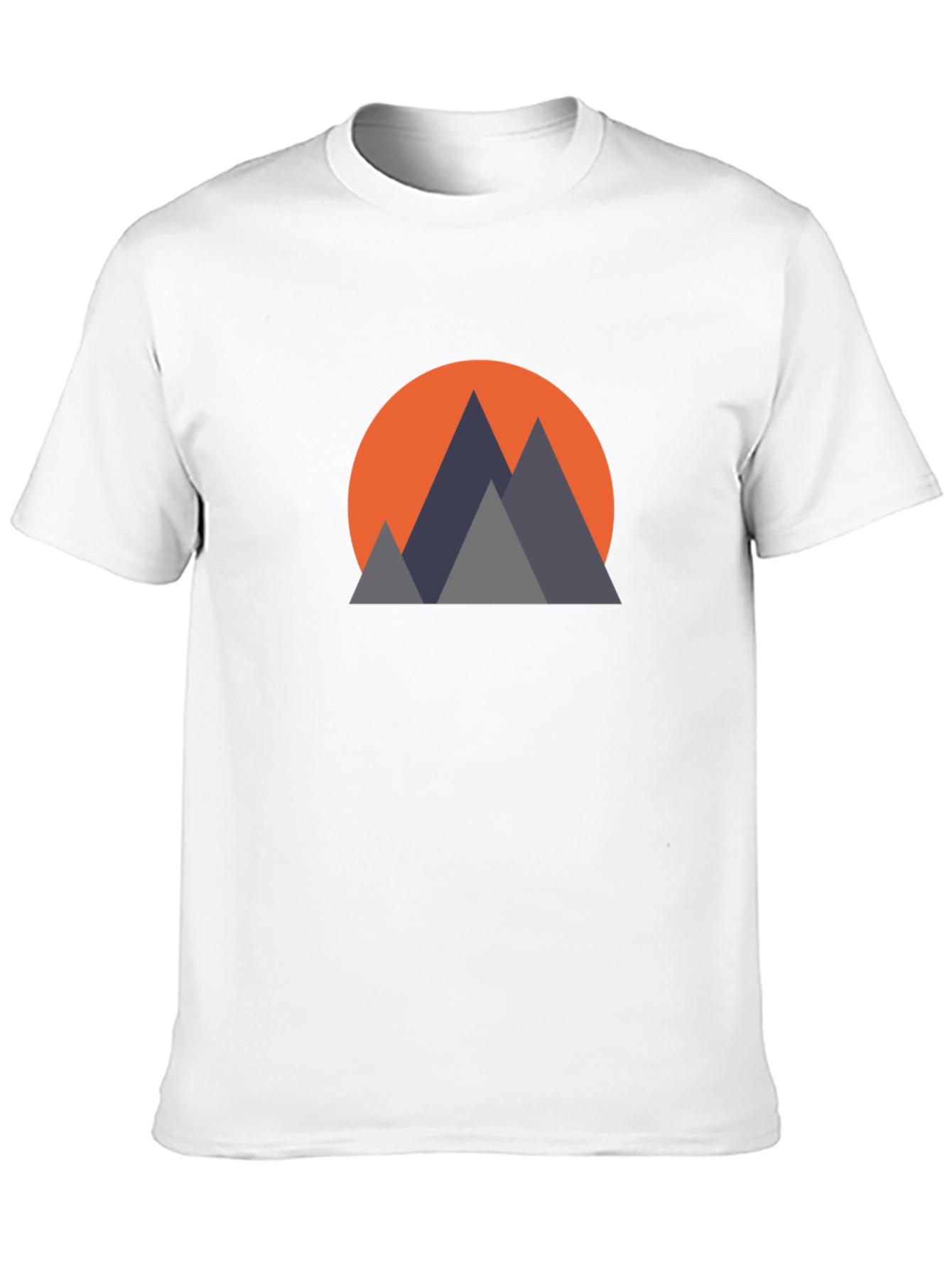 Geometric Mountain Sunset Graphic Tee - Black