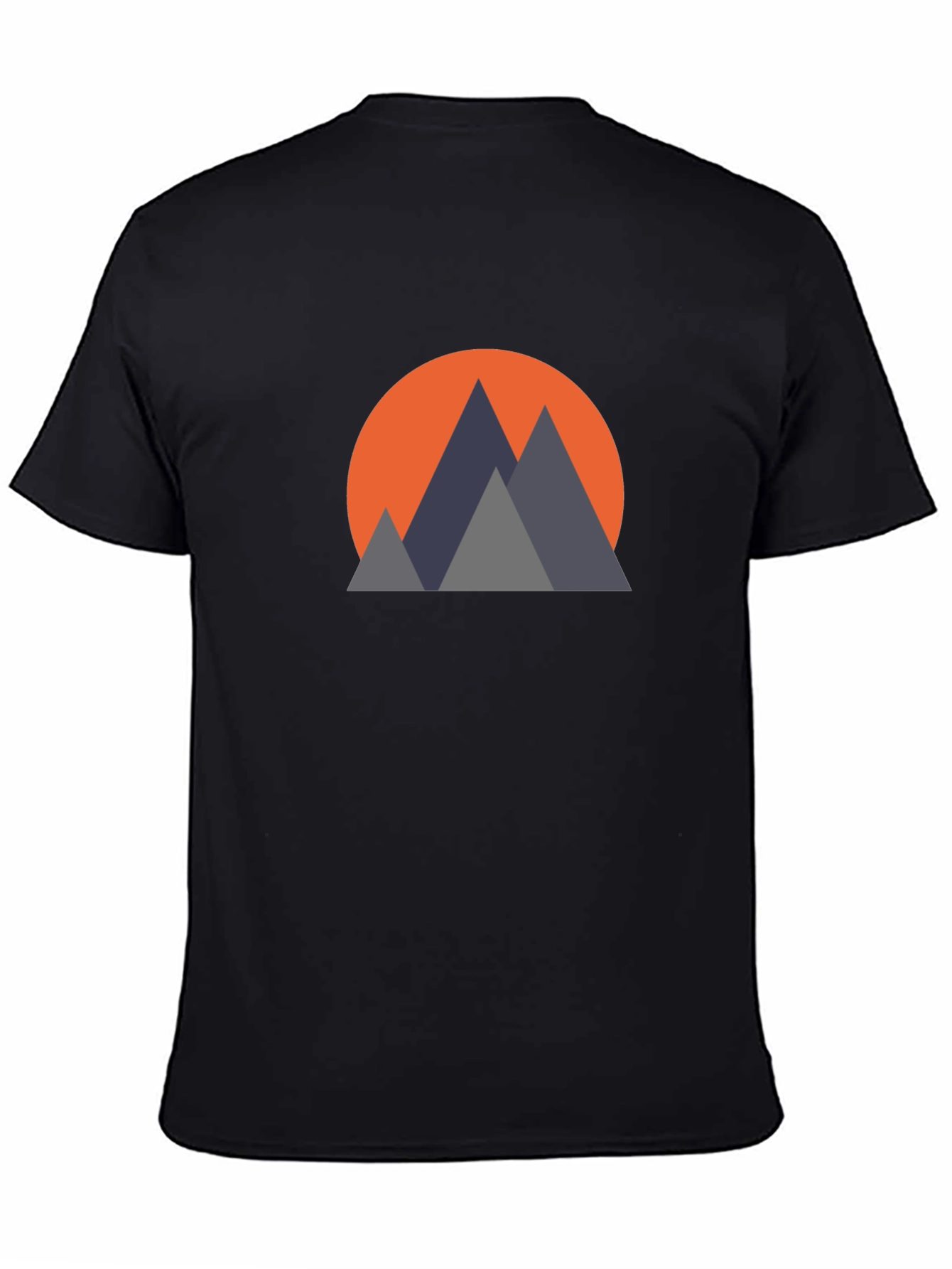 Geometric Mountain Sunset Graphic Tee - Black