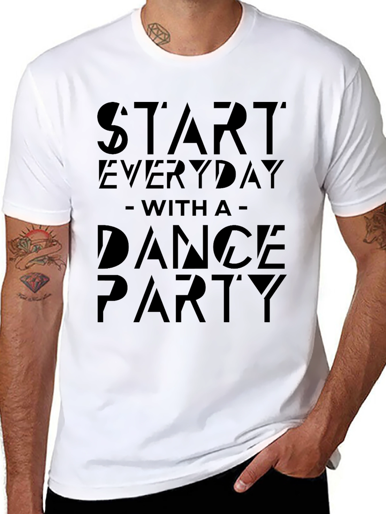 Start Everyday Dance Party Graphic Tee - Black T-Shirt