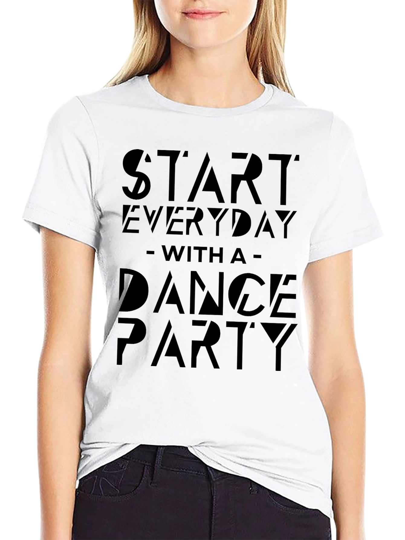 Start Everyday Dance Party Graphic Tee - Black T-Shirt