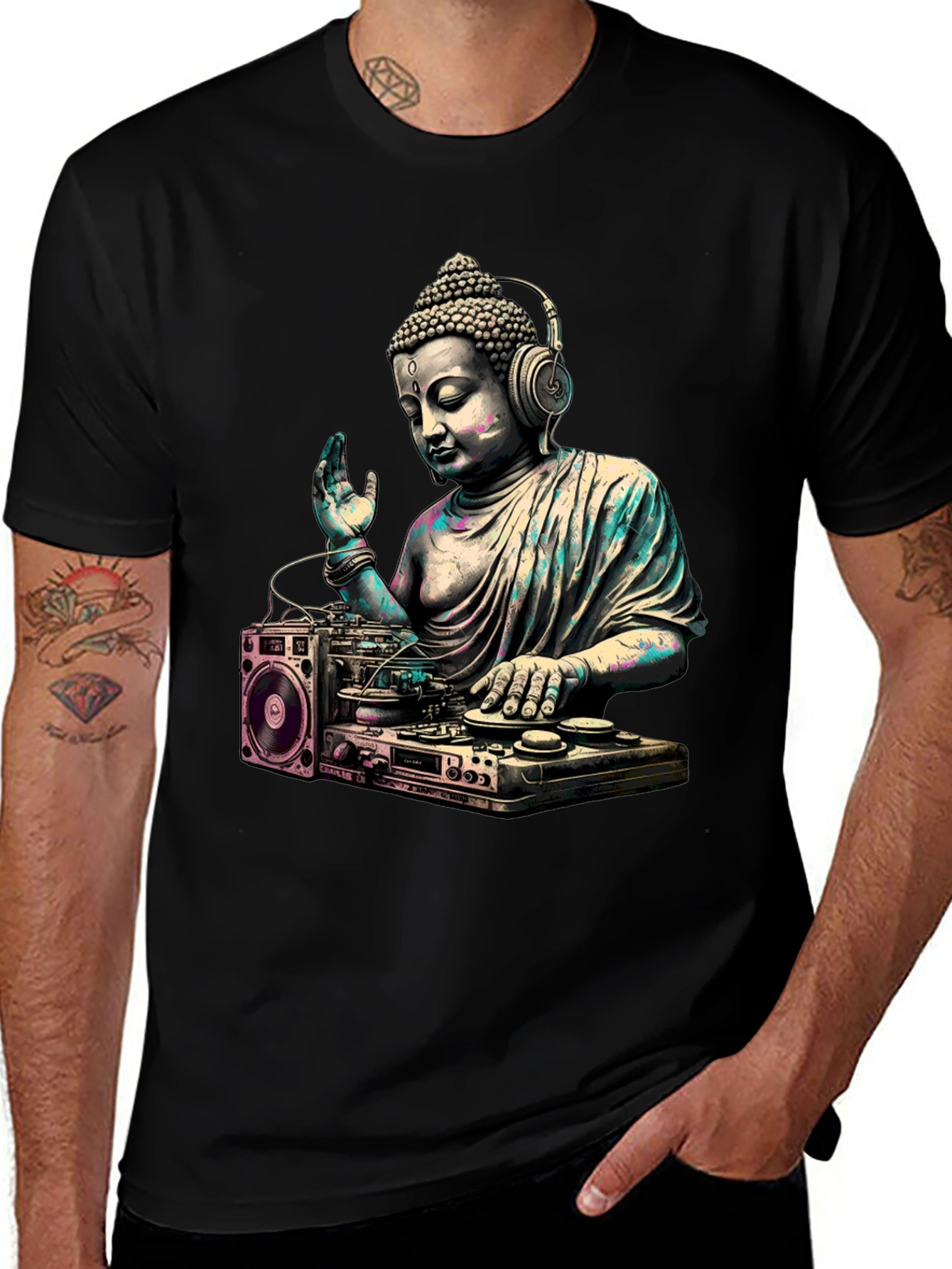 DJ Buddha Graphic Tee - Spiritual Music Lover