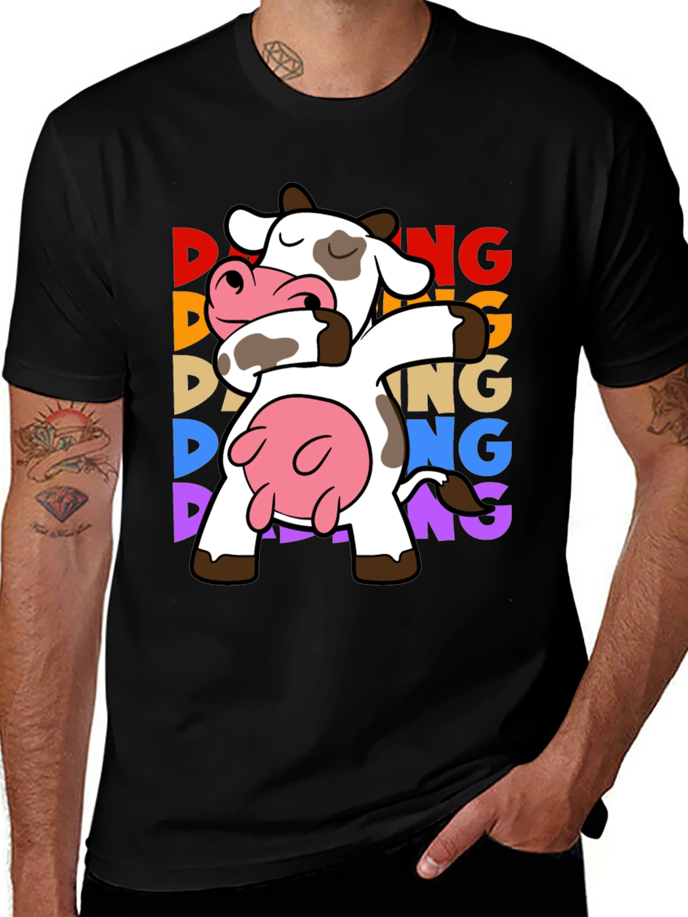 Dabbing Cow Graphic Tee - Funny Animal T-Shirt