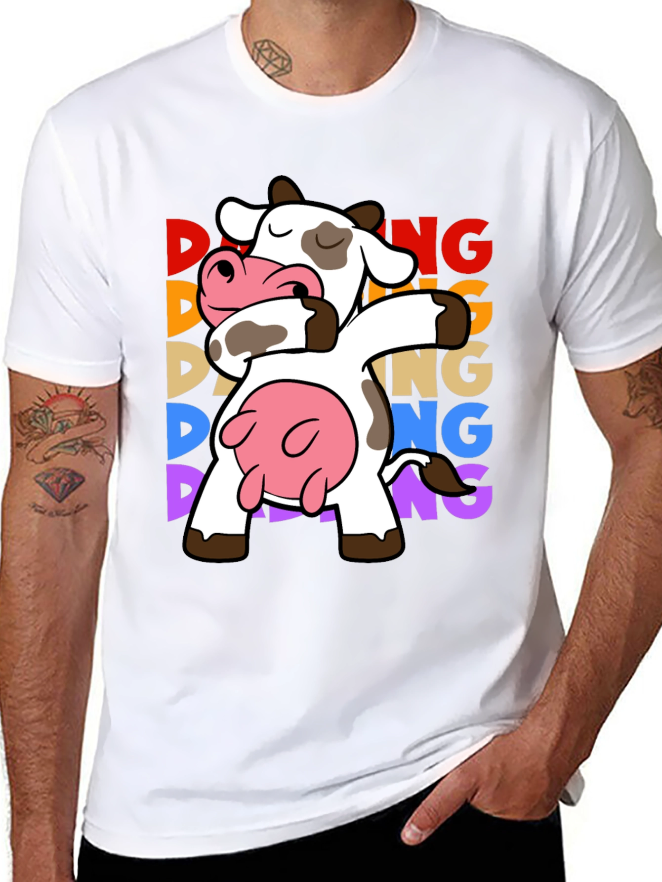 Dabbing Cow Graphic Tee - Funny Animal T-Shirt