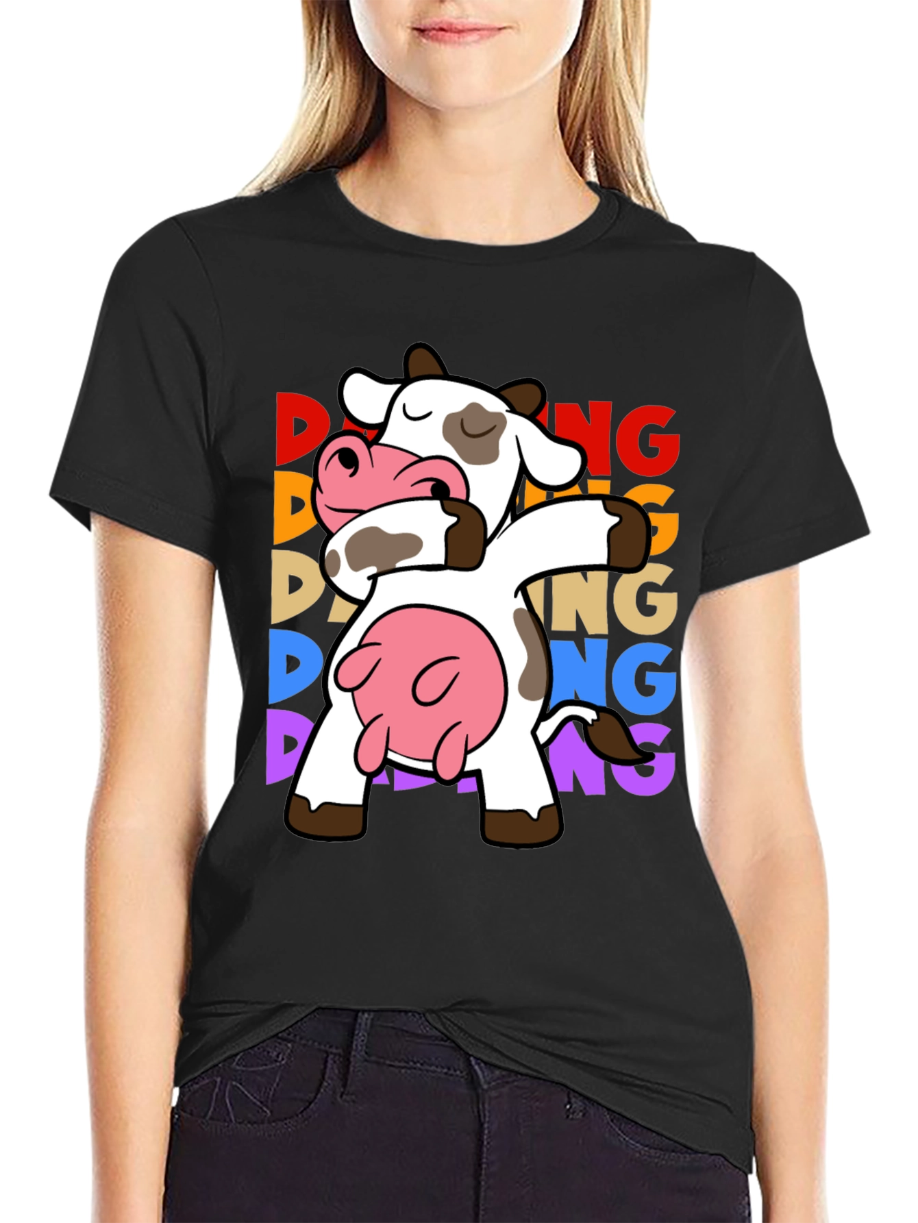 Dabbing Cow Graphic Tee - Funny Animal T-Shirt