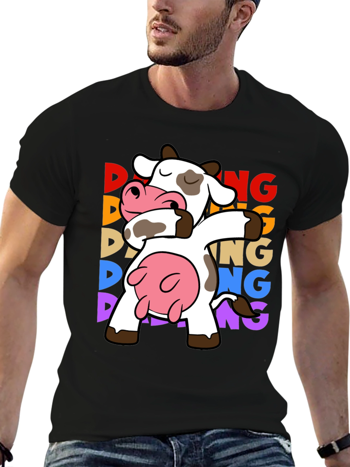 Dabbing Cow Graphic Tee - Funny Animal T-Shirt