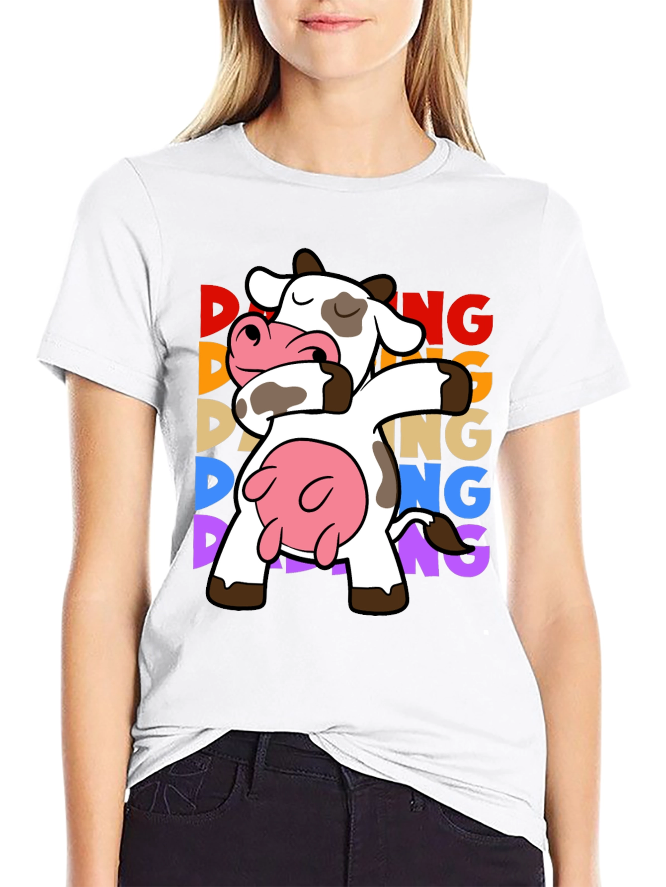 Dabbing Cow Graphic Tee - Funny Animal T-Shirt