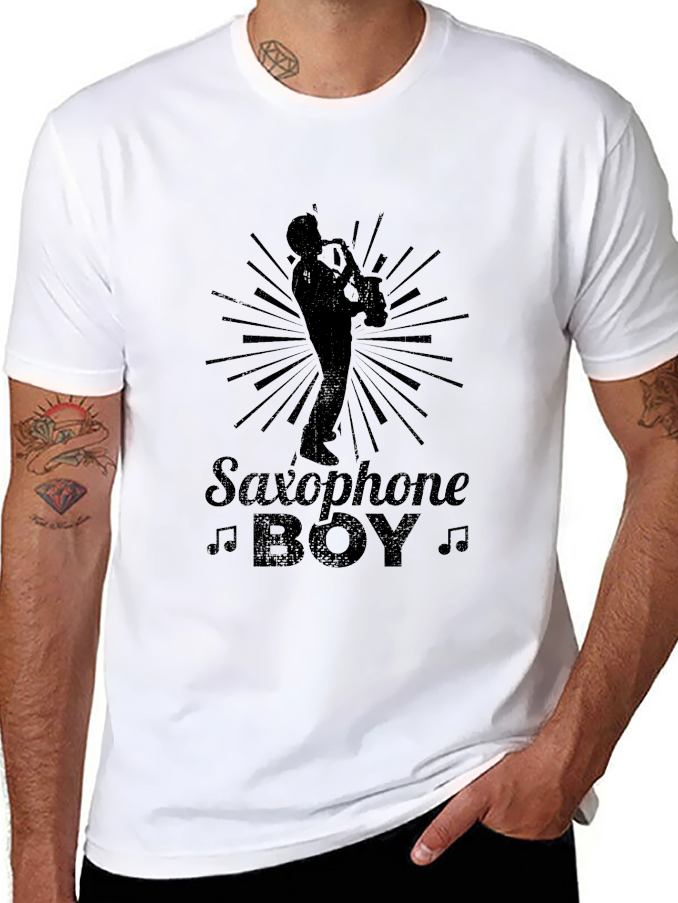 Saxophone Boy Graphic Tee - Cool Musician T-Shirt