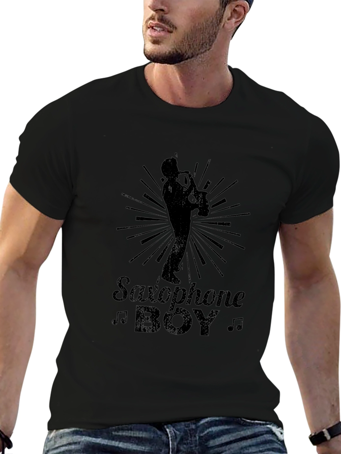 Saxophone Boy Graphic Tee - Cool Musician T-Shirt