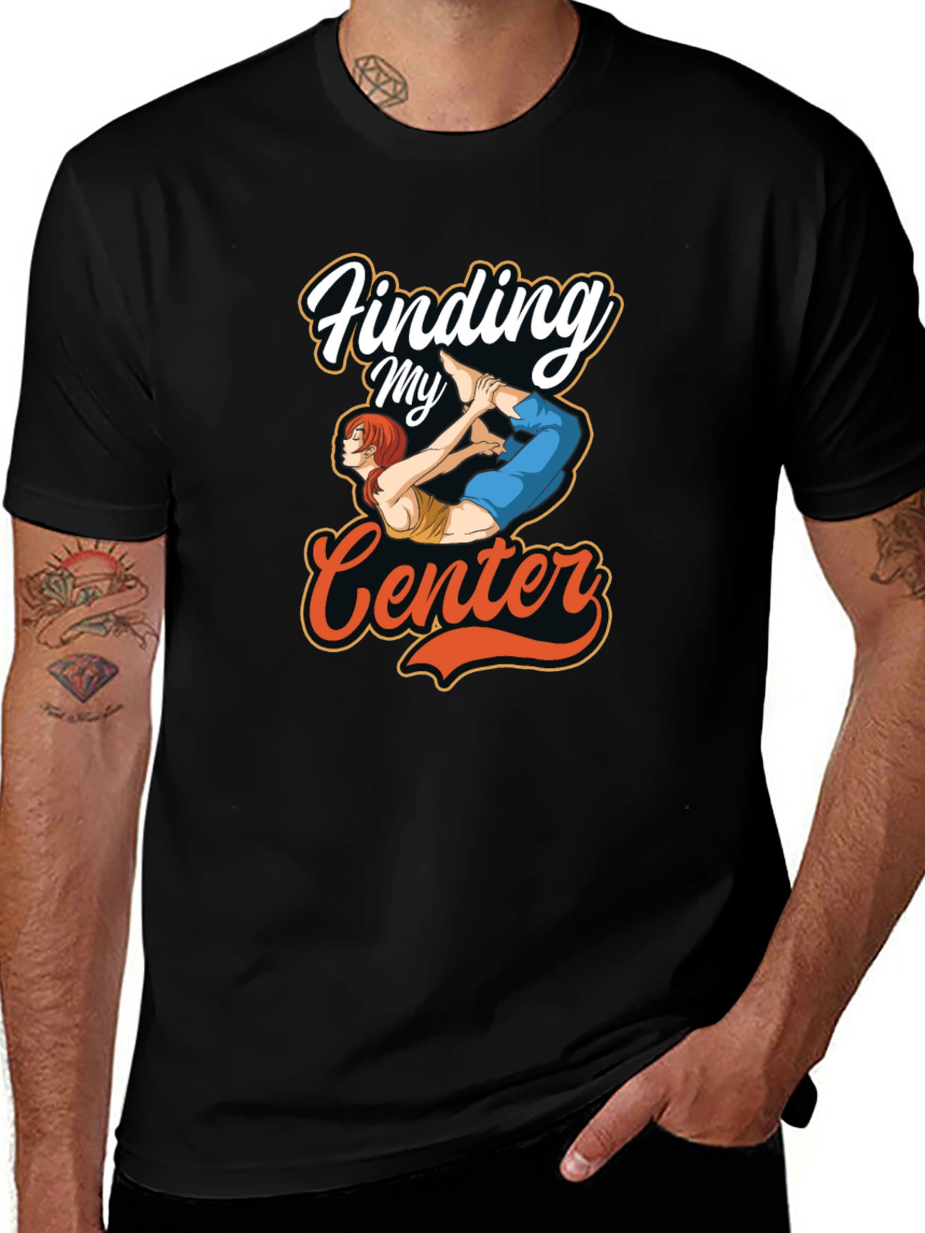 Finding My Center Yoga Black T-Shirt