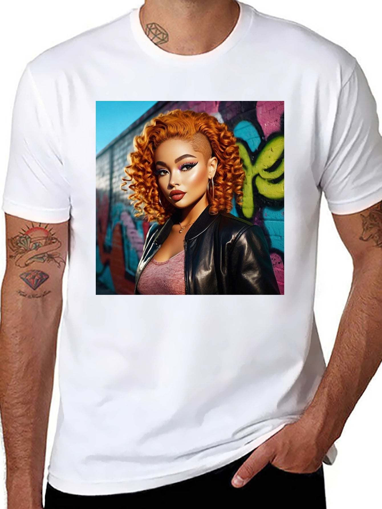 Edgy Woman T-Shirt - Urban Graffiti Cool