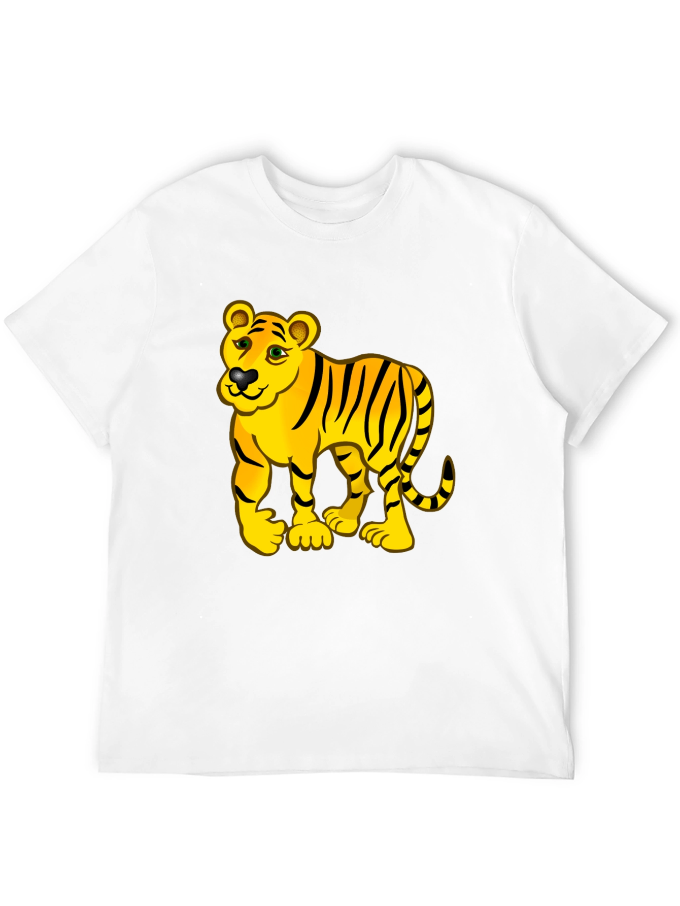 Cartoon Tiger Graphic Black Tee Shirt