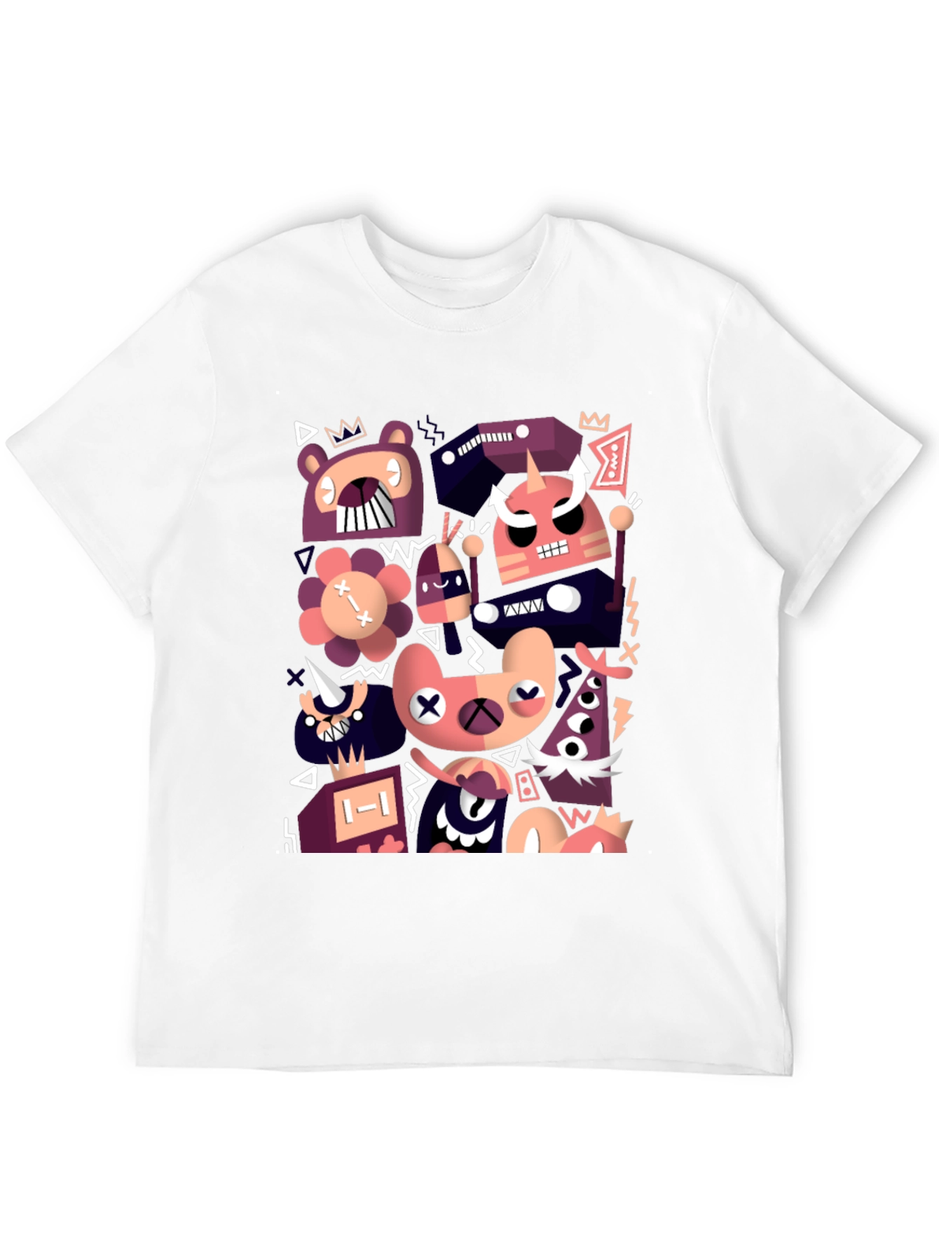 Abstract Cartoon Character Black T-Shirt