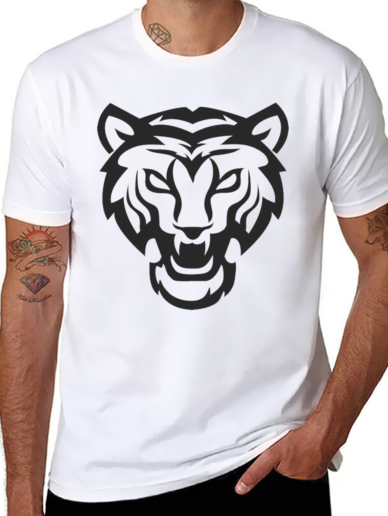 Black Tiger Graphic Tee - Mens Fashion