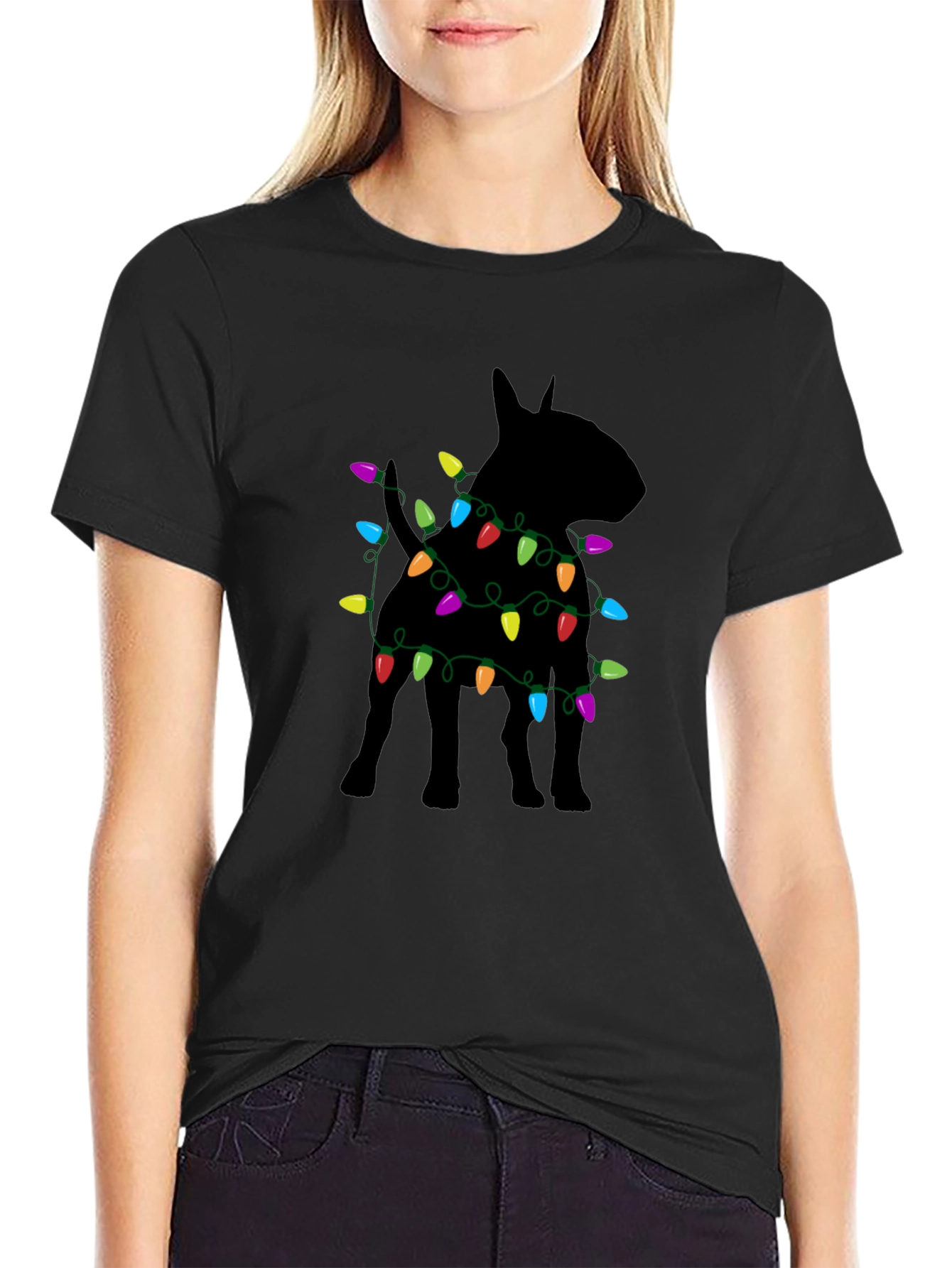 Bull Terrier Christmas Lights T-Shirt