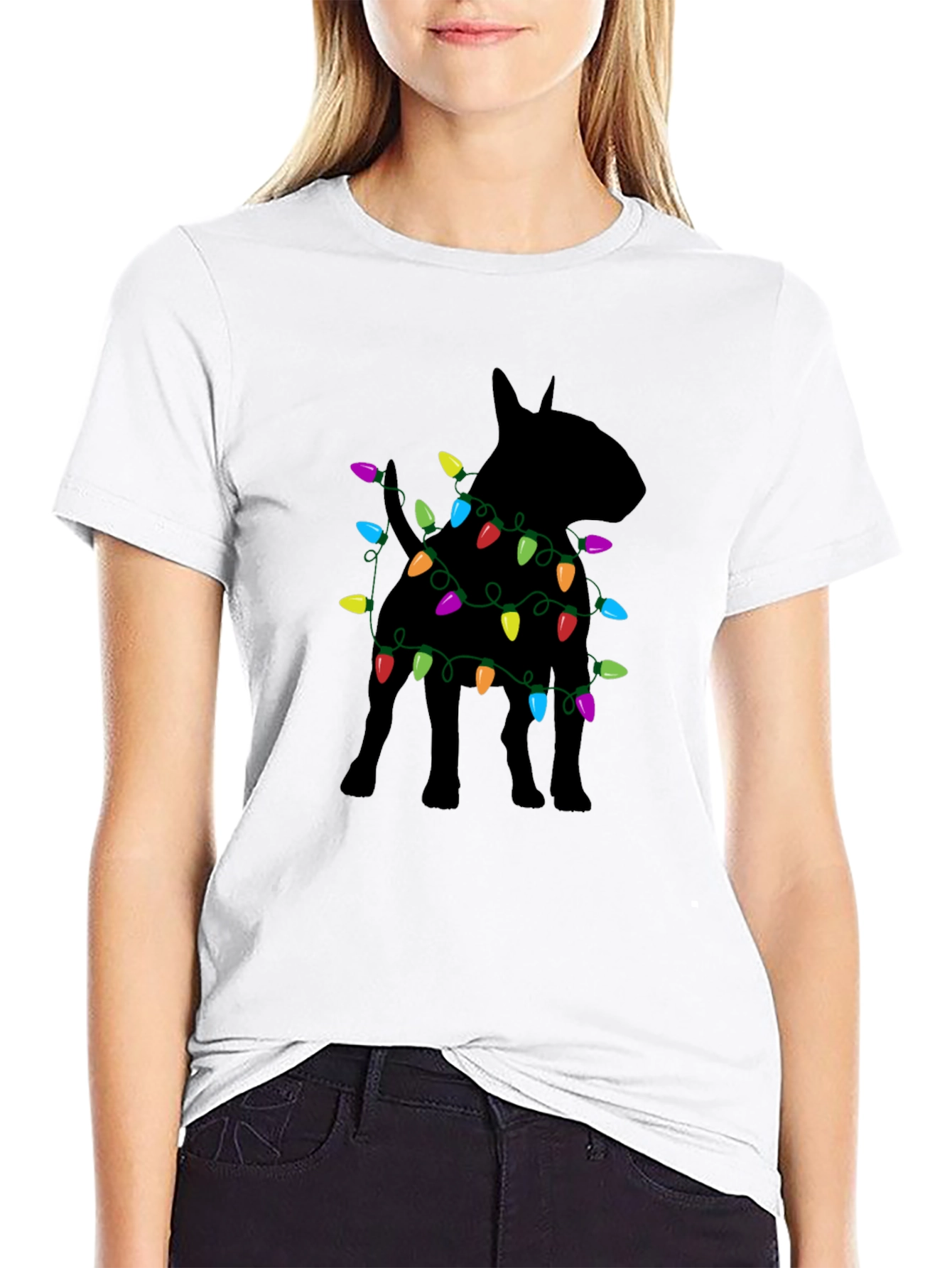 Bull Terrier Christmas Lights T-Shirt