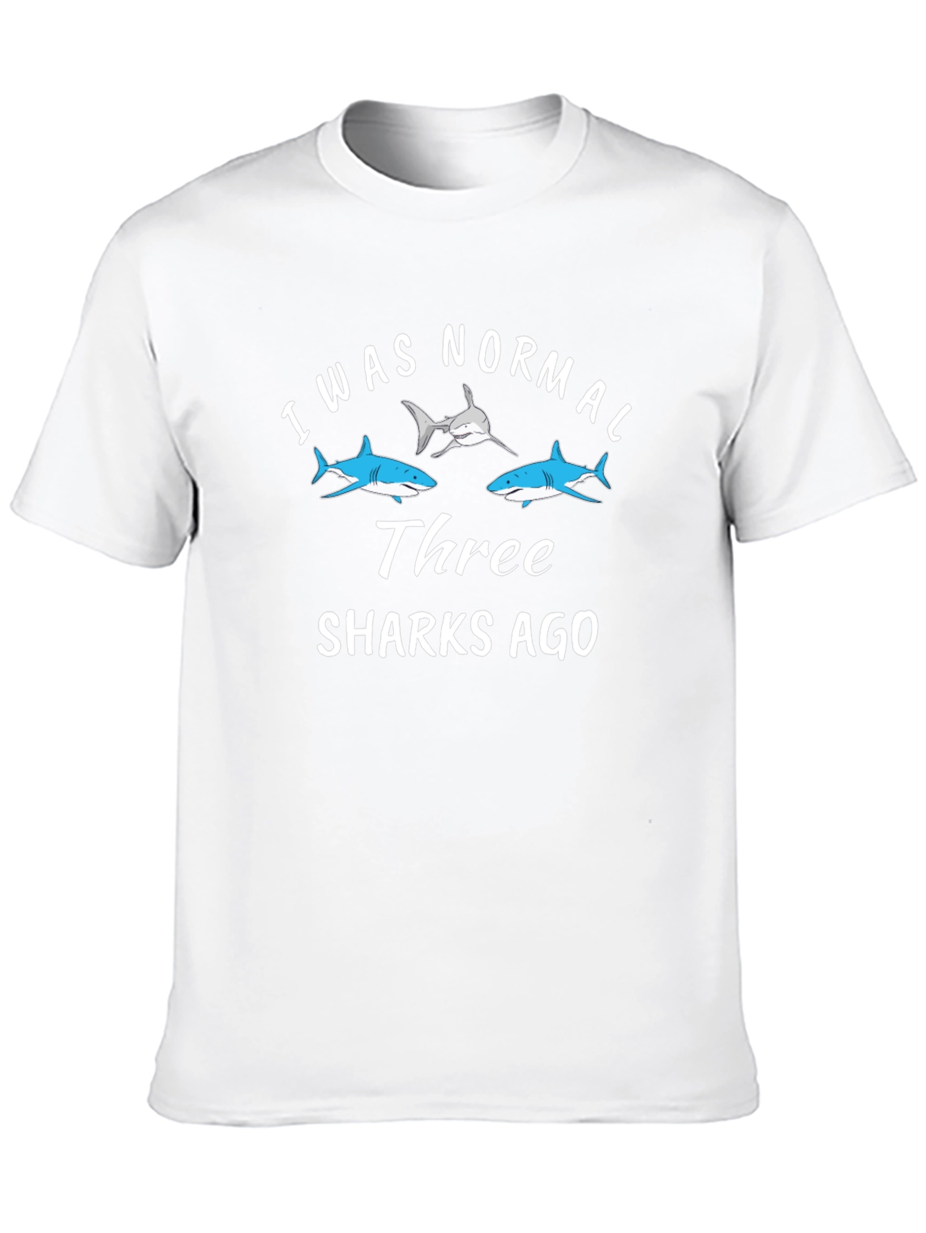 I Was Normal Three Sharks Ago Black T-Shirt