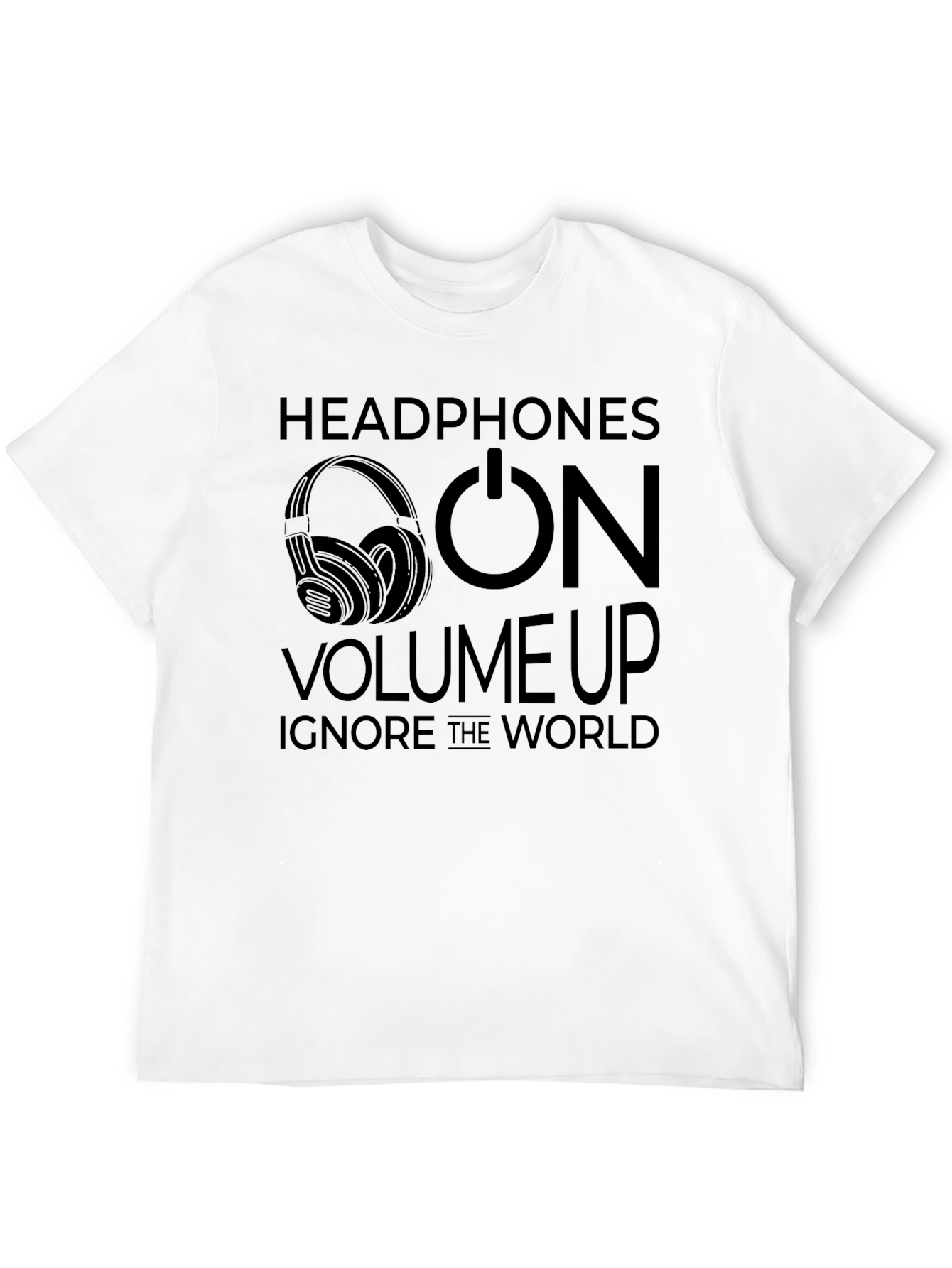 Headphones On Volume Up Graphic Tee - Black