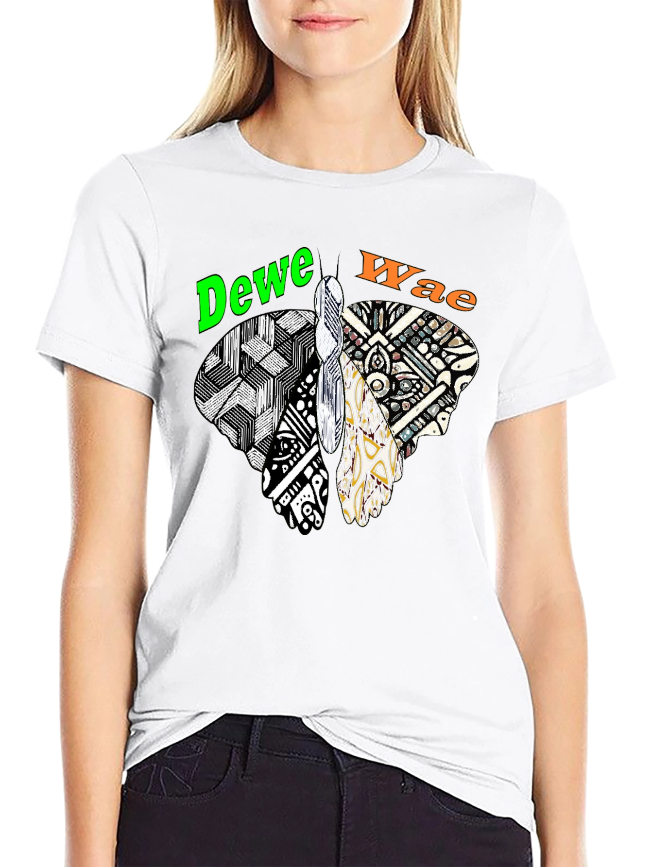 Abstract Butterfly Graphic Tee - Dewe Wae