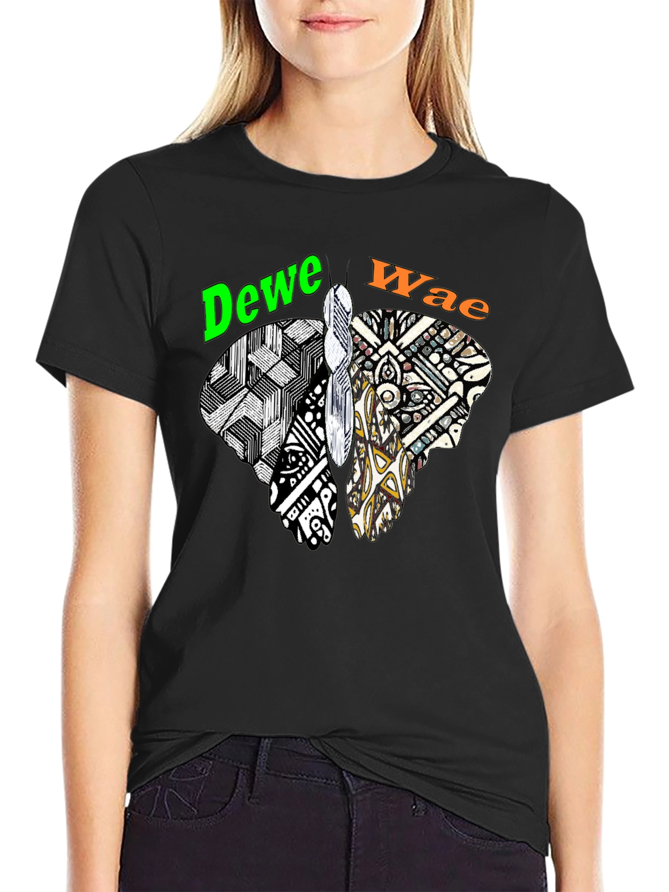 Abstract Butterfly Graphic Tee - Dewe Wae
