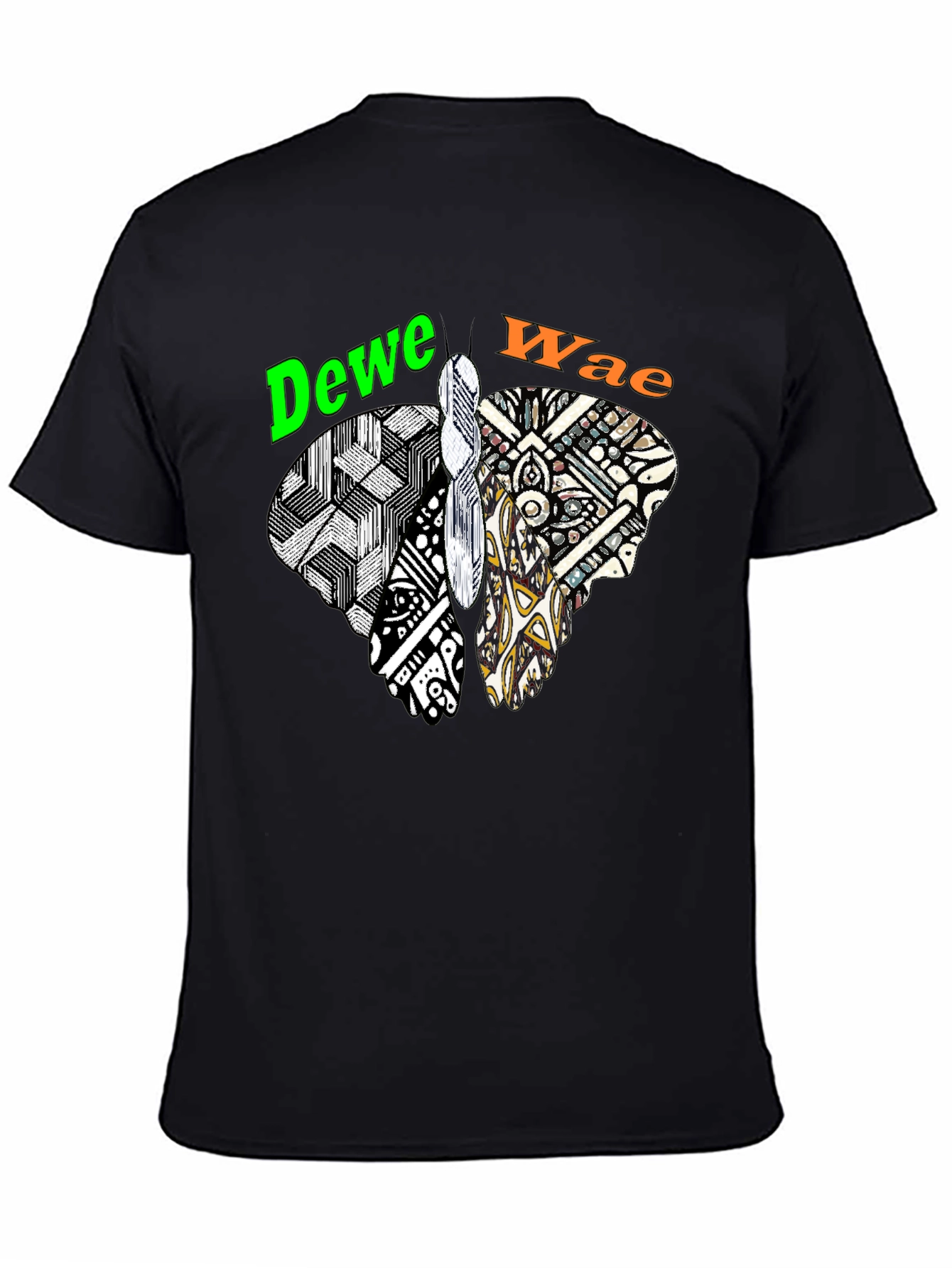 Abstract Butterfly Graphic Tee - Dewe Wae