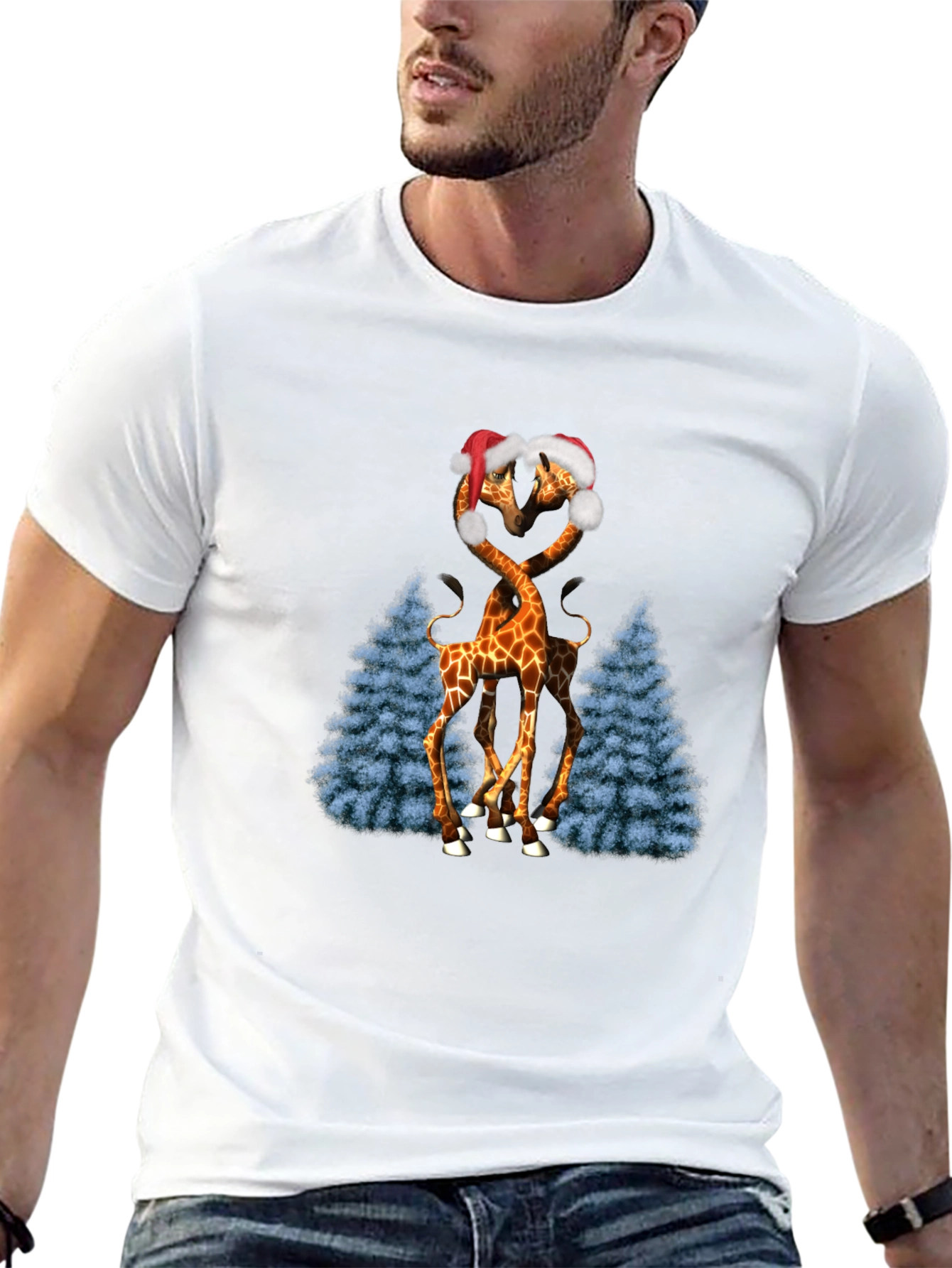 Festive Giraffe Love T-Shirt