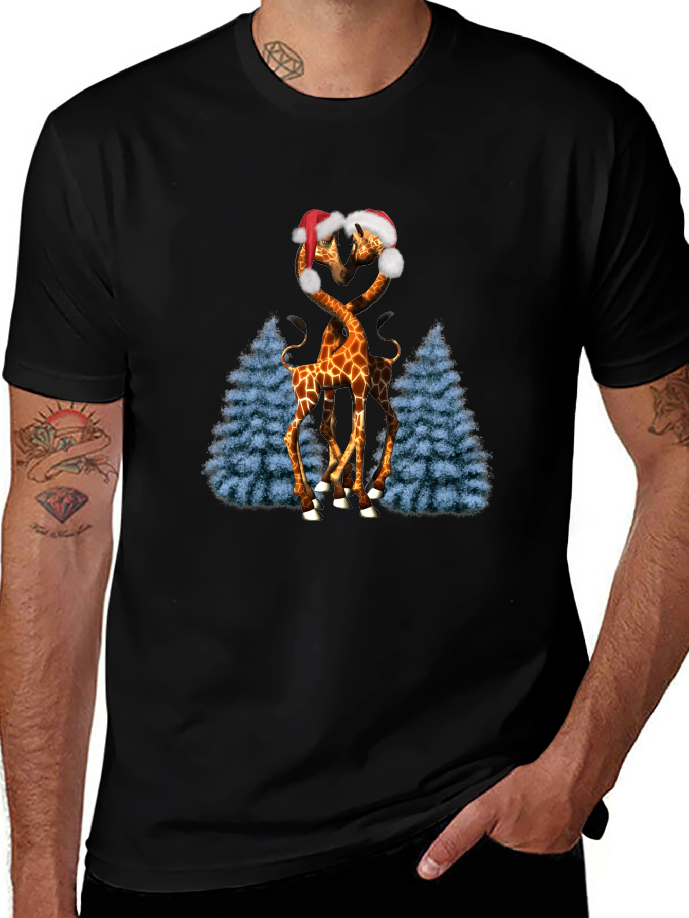 Festive Giraffe Love T-Shirt