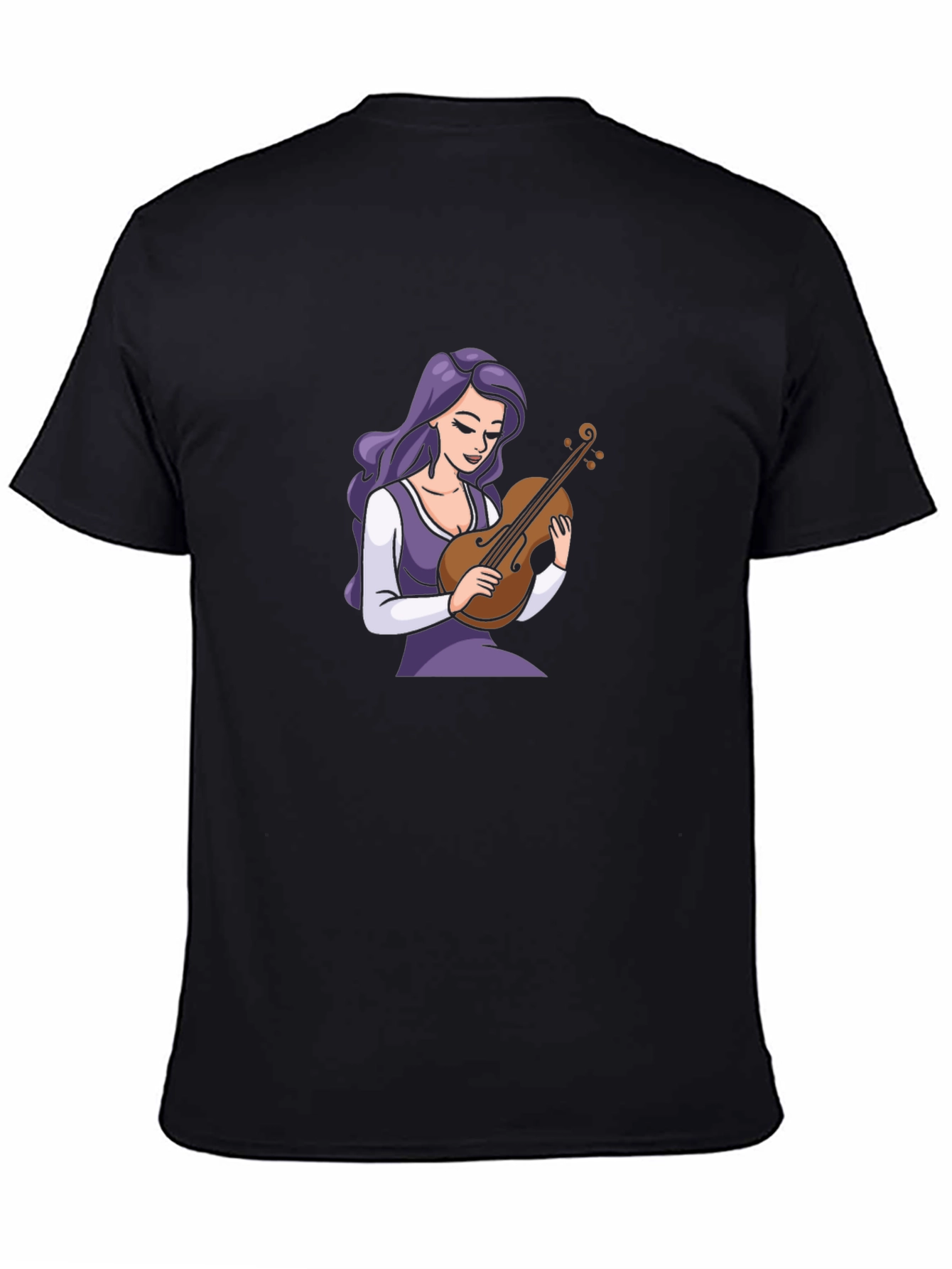 Violin Girl Black T-Shirt - Stylish Graphic Tee