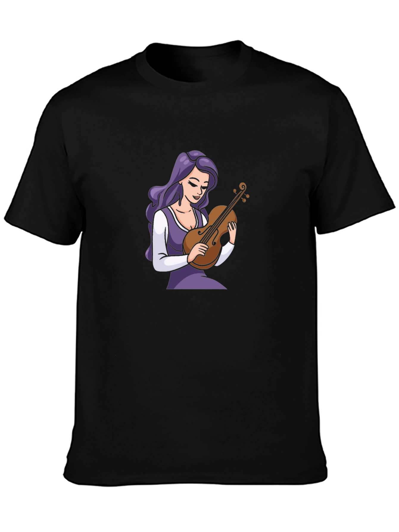Violin Girl Black T-Shirt - Stylish Graphic Tee