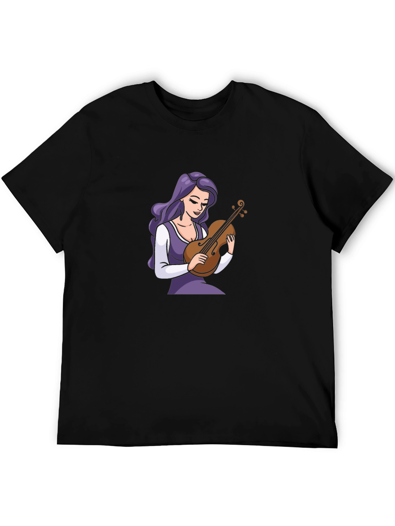 Violin Girl Black T-Shirt - Stylish Graphic Tee