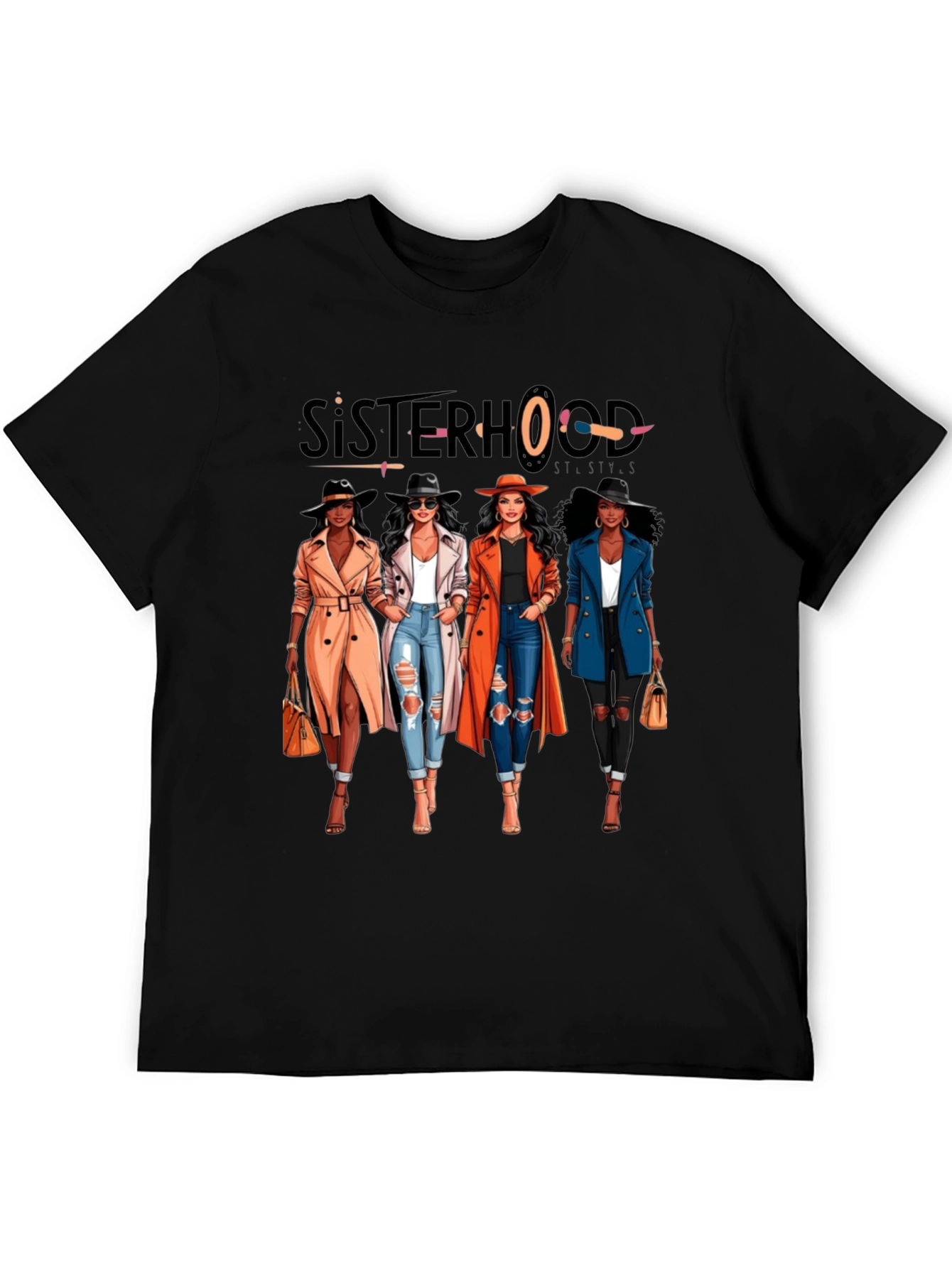 Sisterhood Graphic Print Black T-Shirt