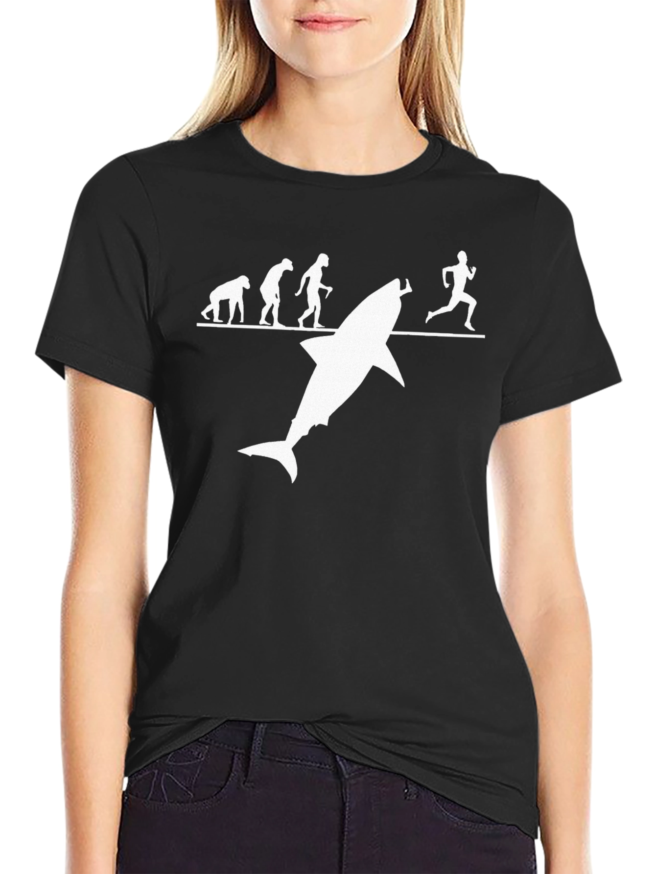 Evolution of Man Shark Humor T-Shirt