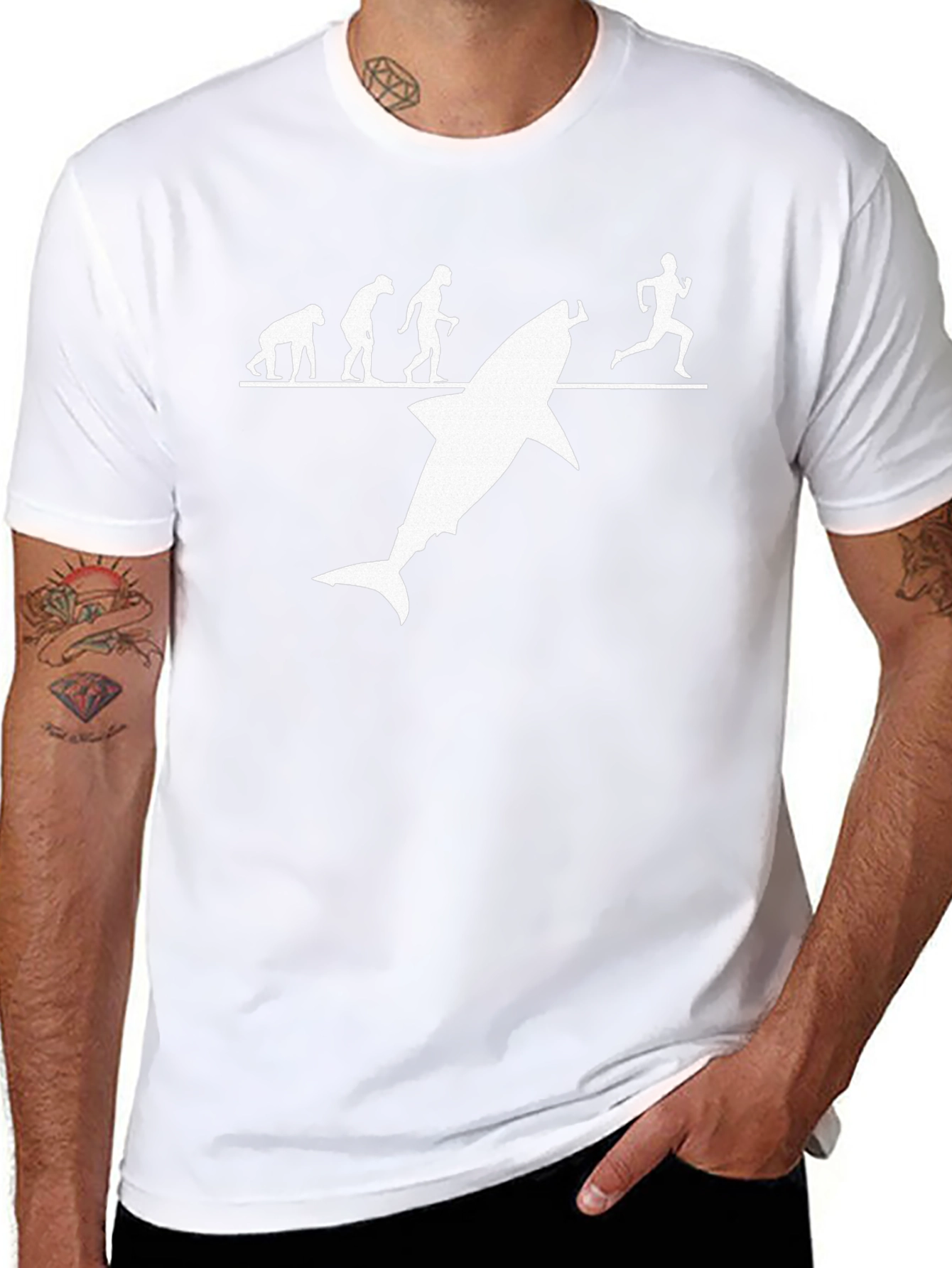 Evolution of Man Shark Humor T-Shirt