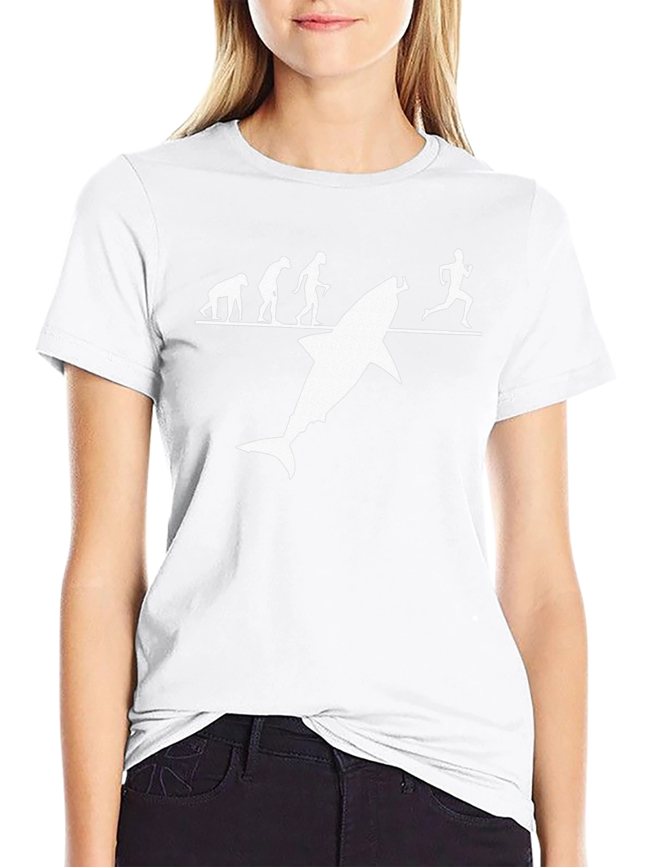 Evolution of Man Shark Humor T-Shirt