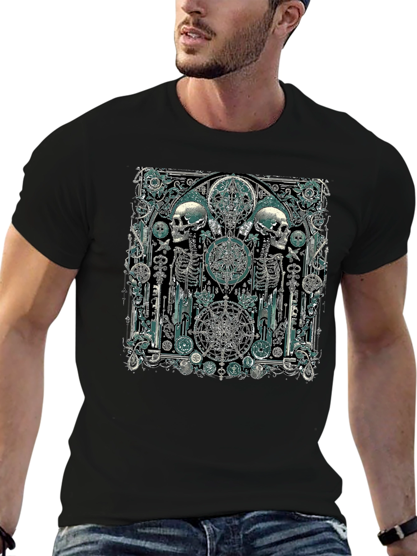 Skull & Skeleton Gothic Graphic T-Shirt