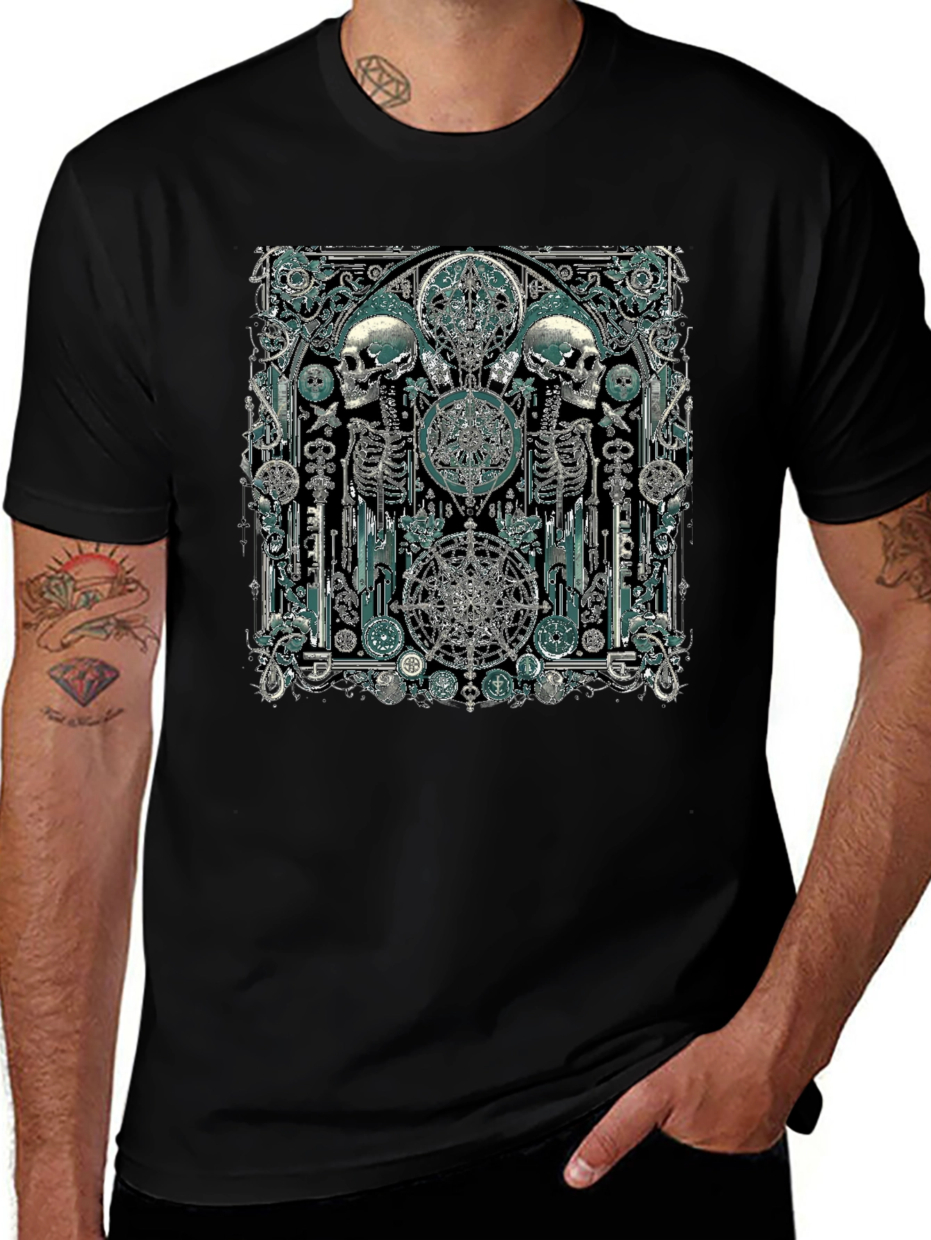 Skull & Skeleton Gothic Graphic T-Shirt