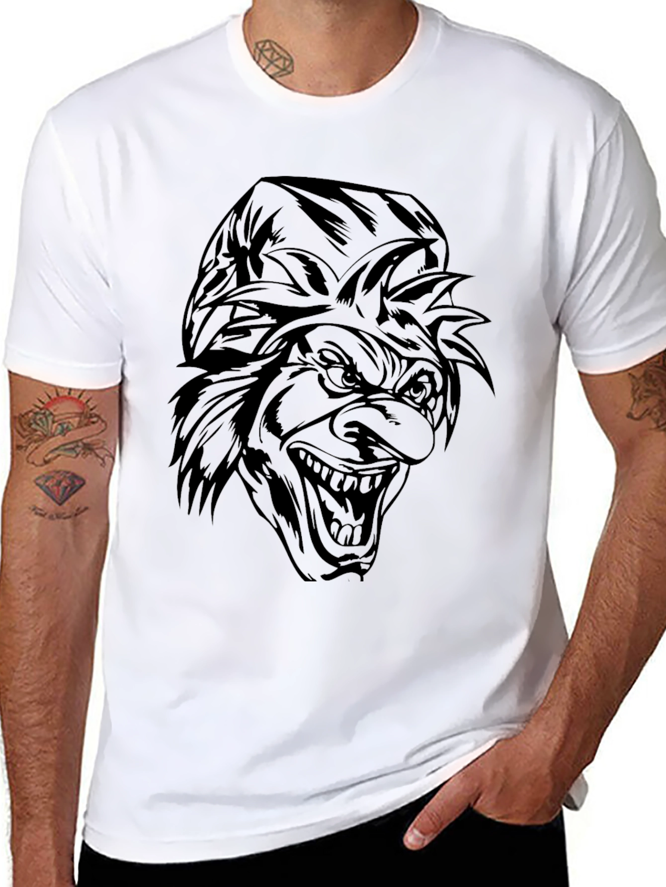 Creepy Clown Face Black T-Shirt