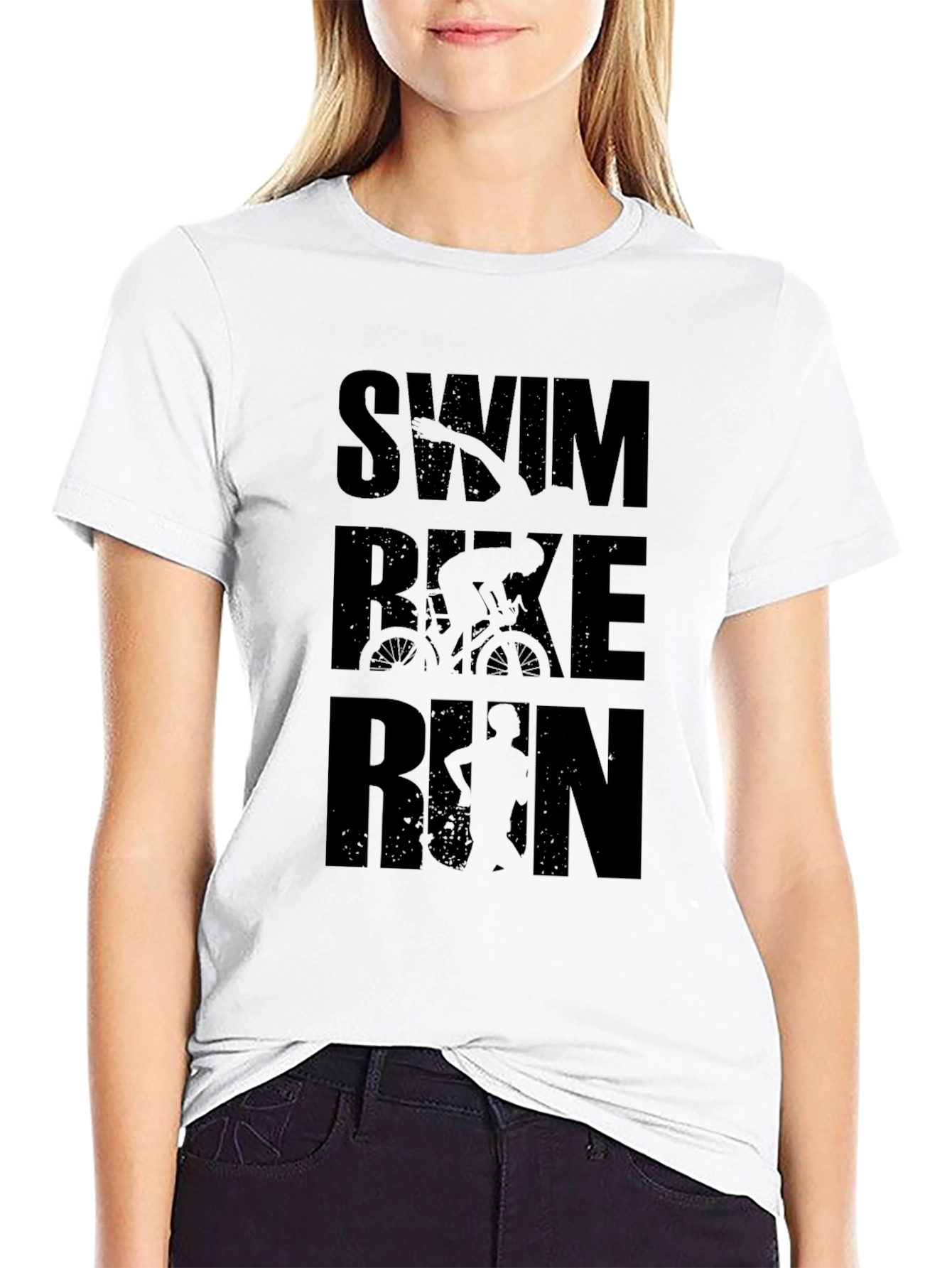 Triathlon Swim Bike Run Black T-Shirt