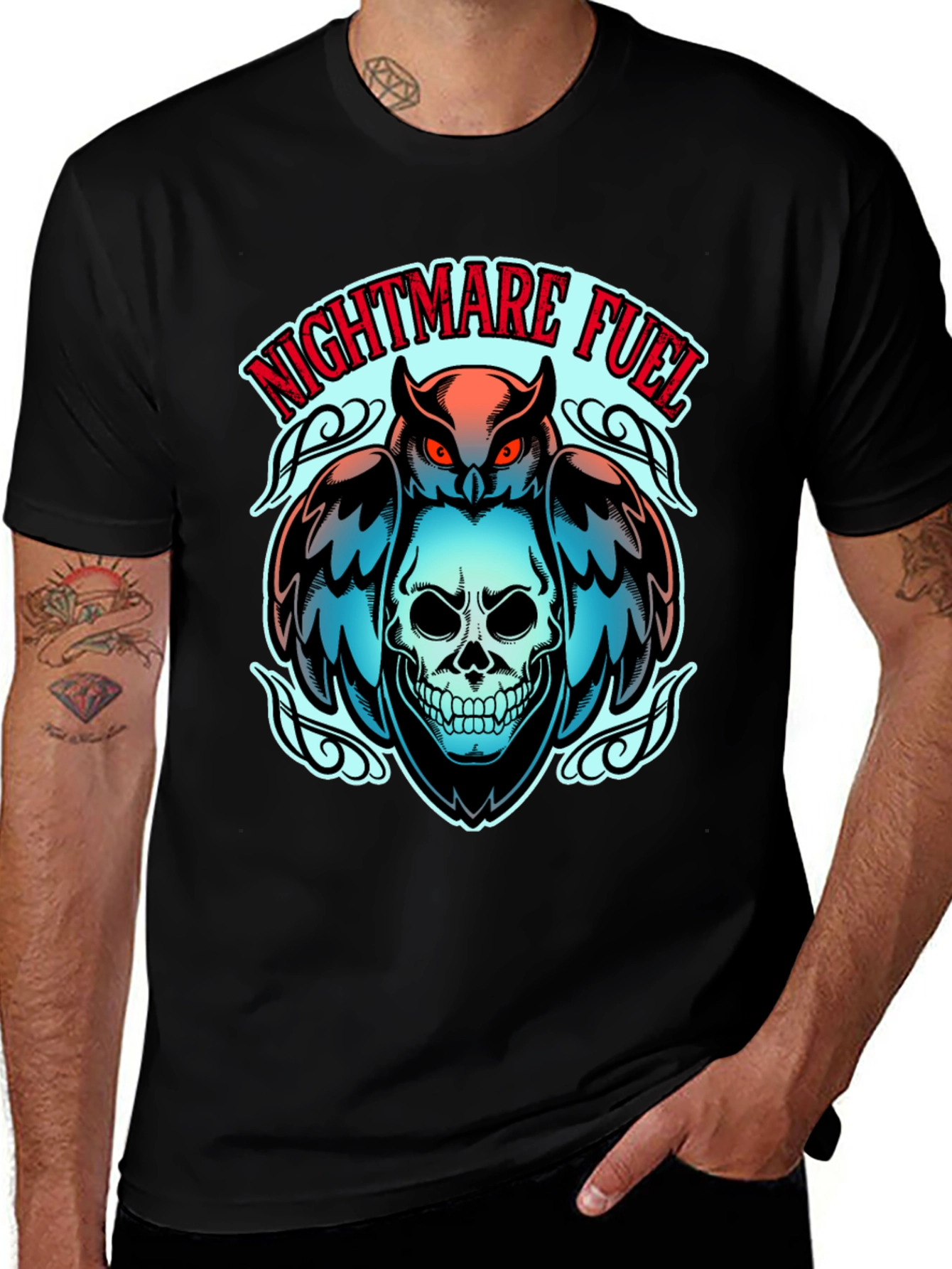 Nightmare Fuel Owl & Skull Graphic Tee