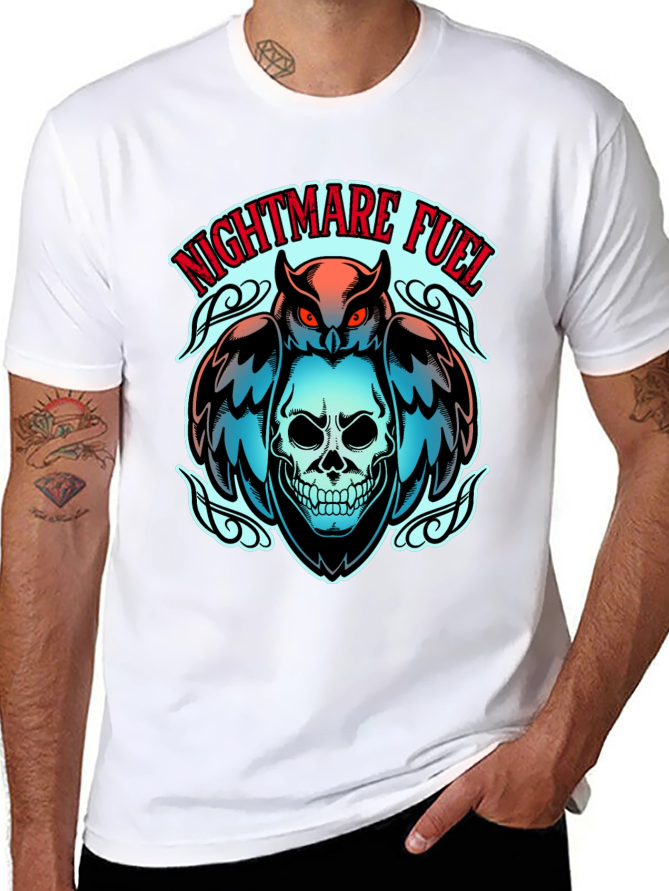 Nightmare Fuel Owl & Skull Graphic Tee