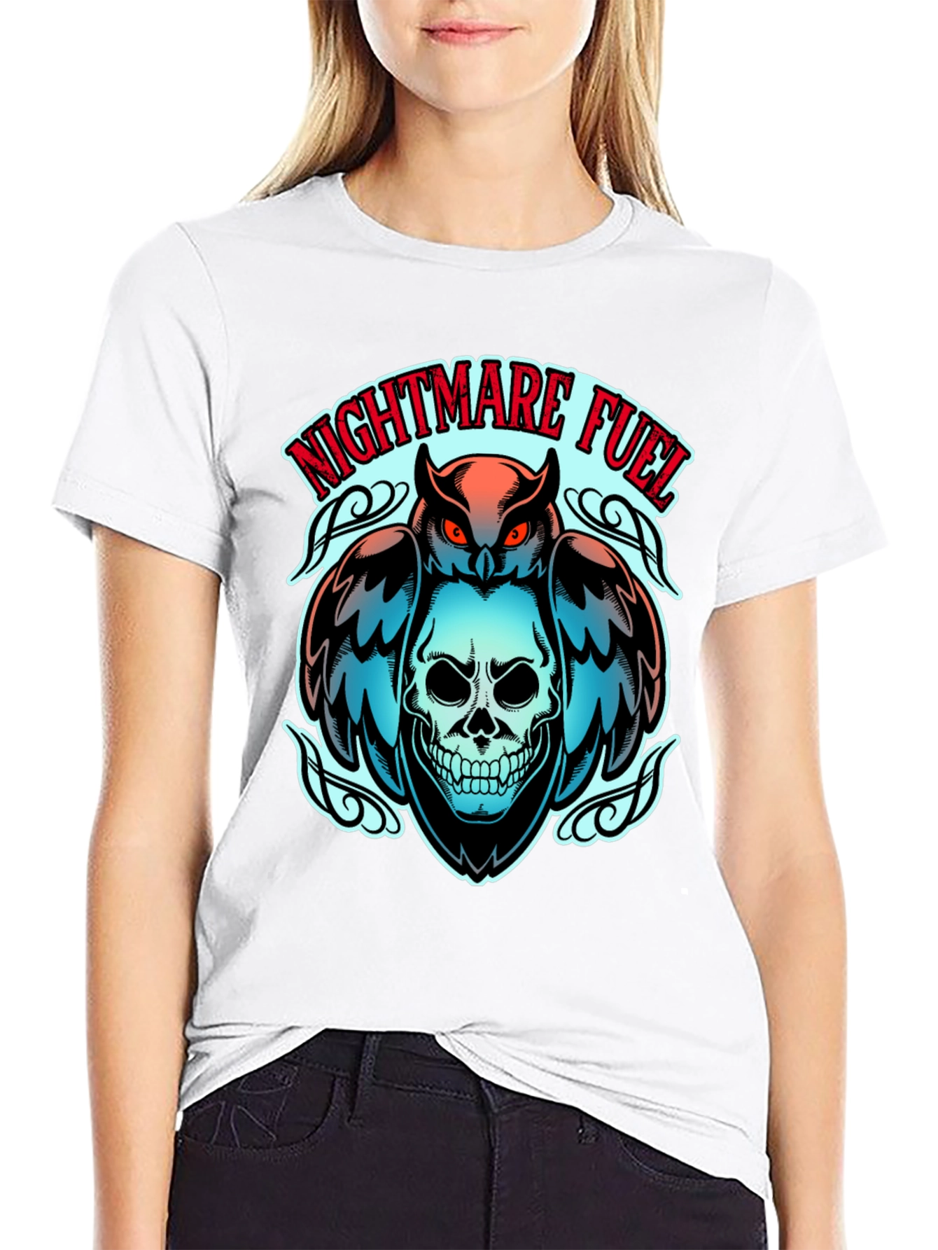 Nightmare Fuel Owl & Skull Graphic Tee