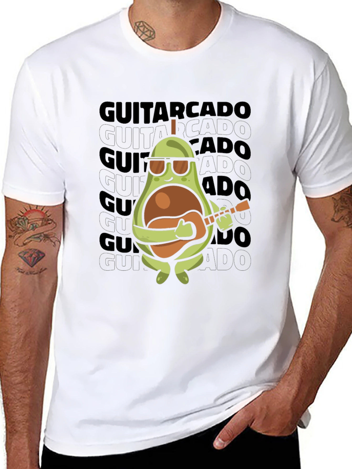 Guitarcado T-Shirt: Avocado Guitar Player Tee