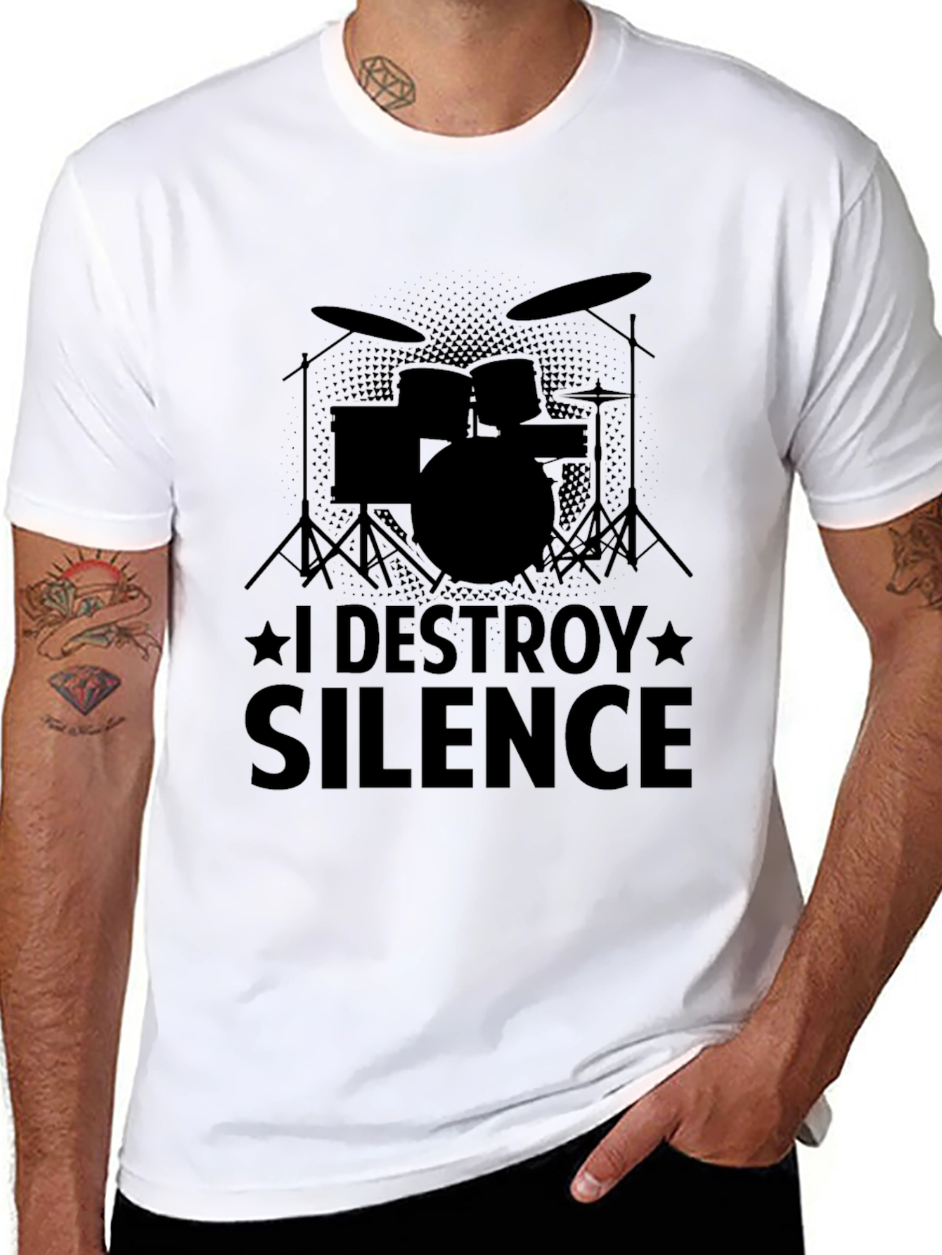 I Destroy Silence Drummer Black T-Shirt