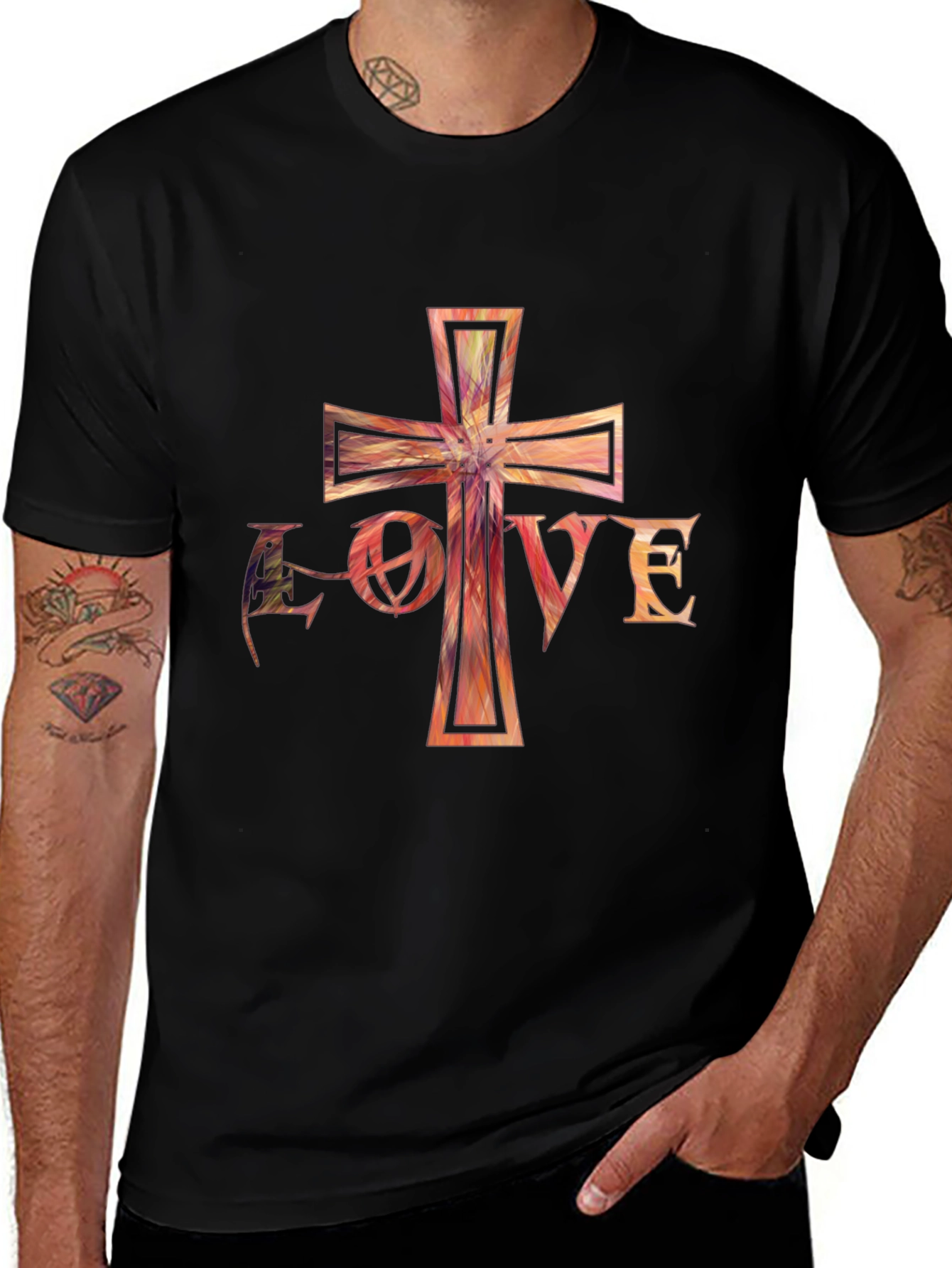 Love Cross Graphic Black T-Shirt